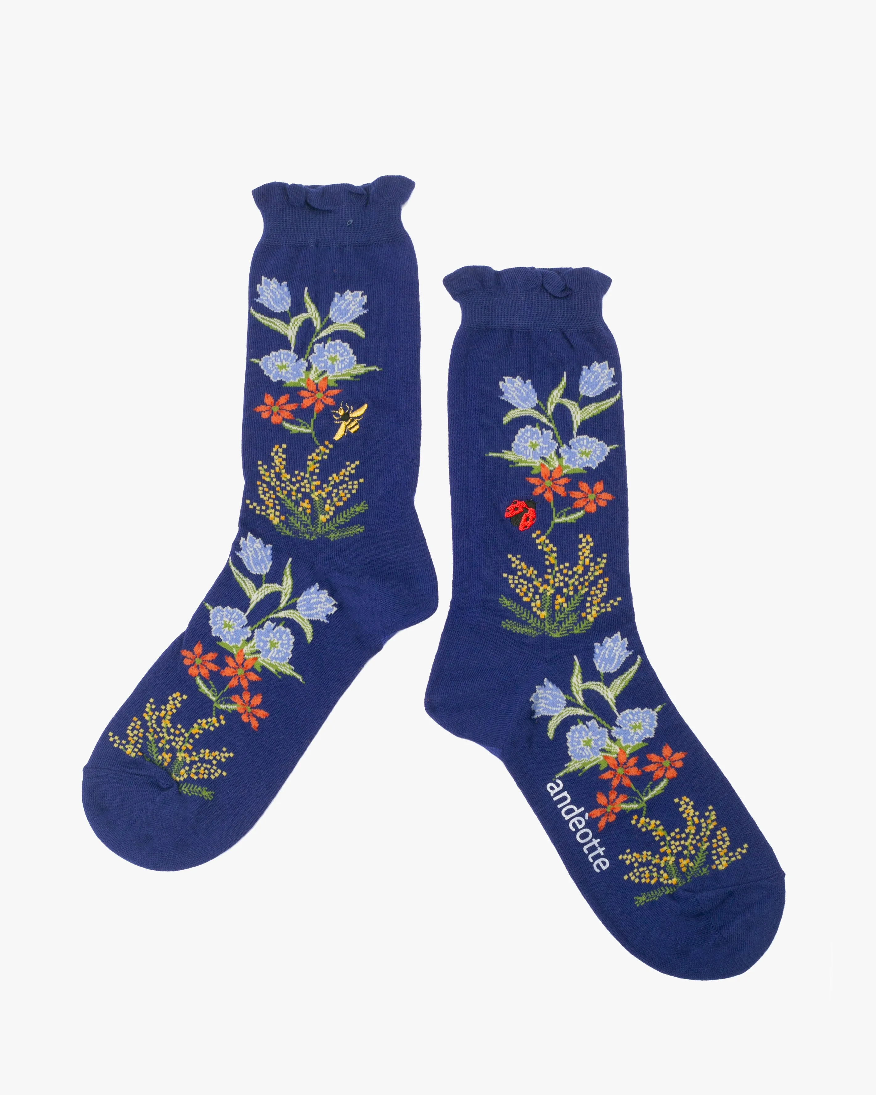 Debby Co. Crew Socks, Andeotte Collection, Cobalt Blue sold by Kiriko product image thumbnail 2