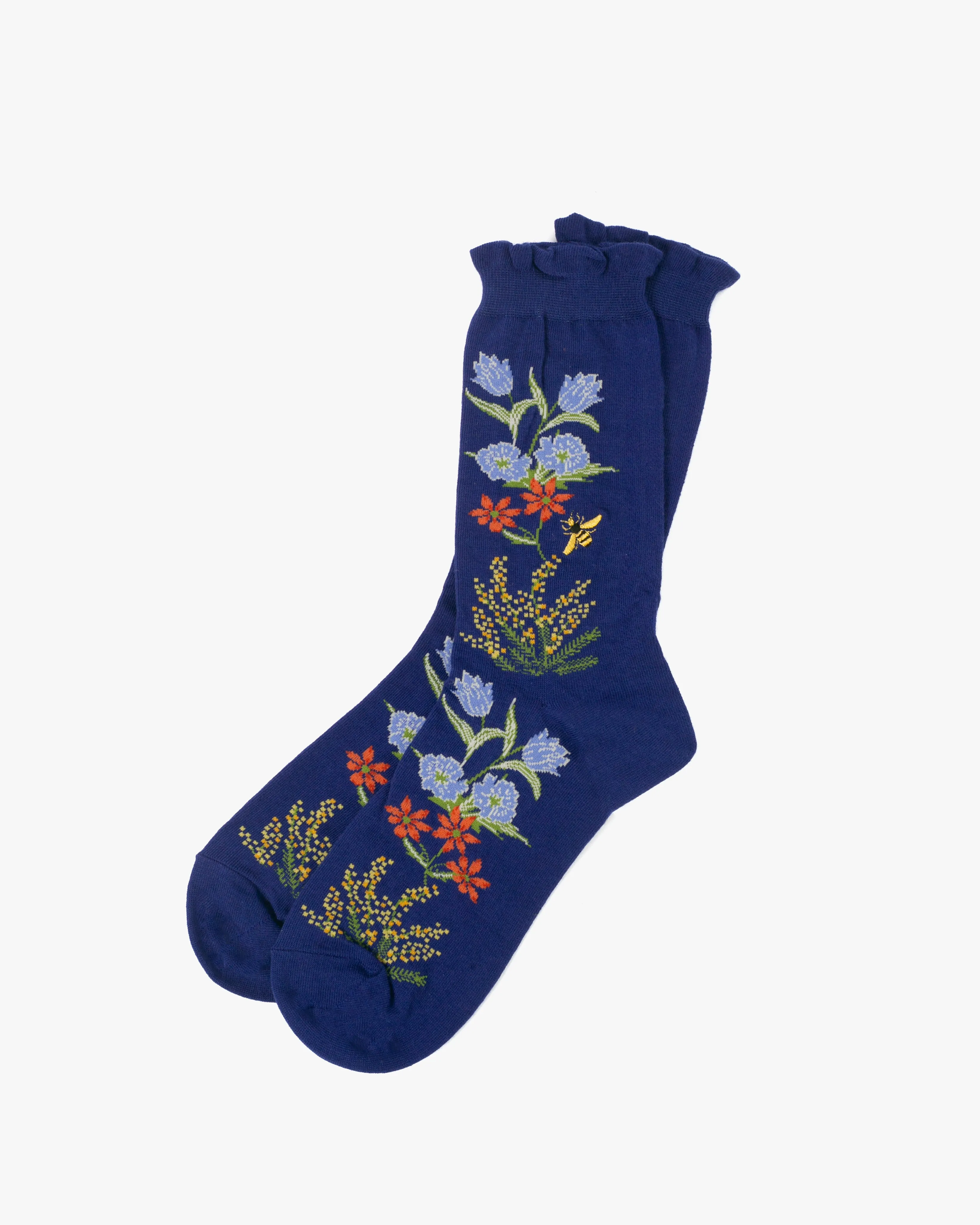 Debby Co. Crew Socks, Andeotte Collection, Cobalt Blue sold by Kiriko