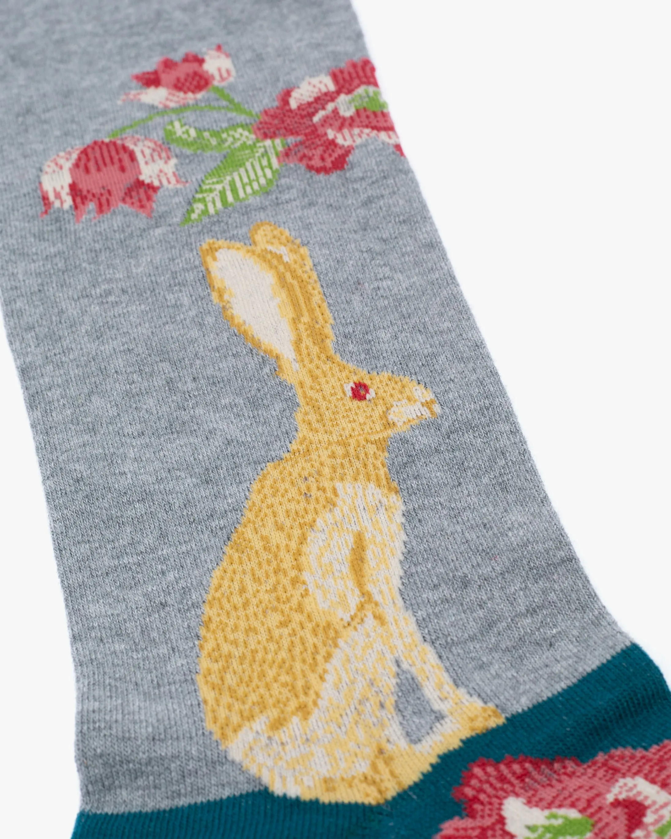 Debby Co. Crew Socks, Andeotte Collection, Gray with Yellow Rabbit sold by Kiriko product image thumbnail 3