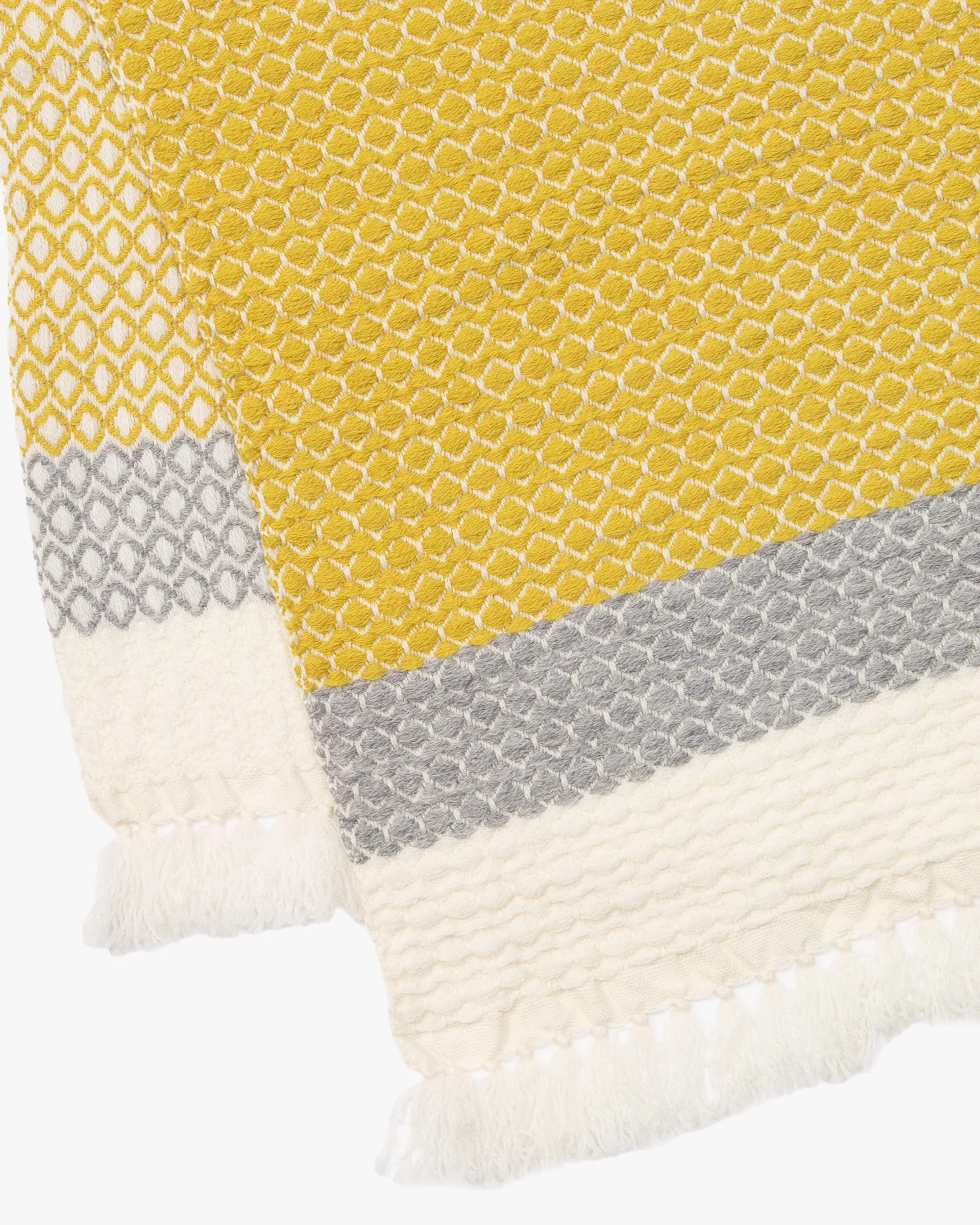 Kobo Oriza Wool Blanket Shawl, Kawari, Dotted Pattern, Yellow, Gray and White sold by Kiriko product image thumbnail 4