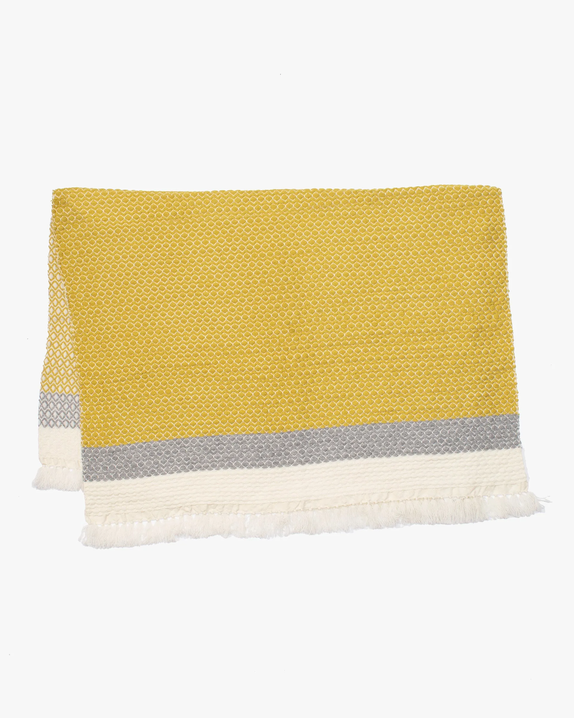 Kobo Oriza Wool Blanket Shawl, Kawari, Dotted Pattern, Yellow, Gray and White sold by Kiriko product image thumbnail 3