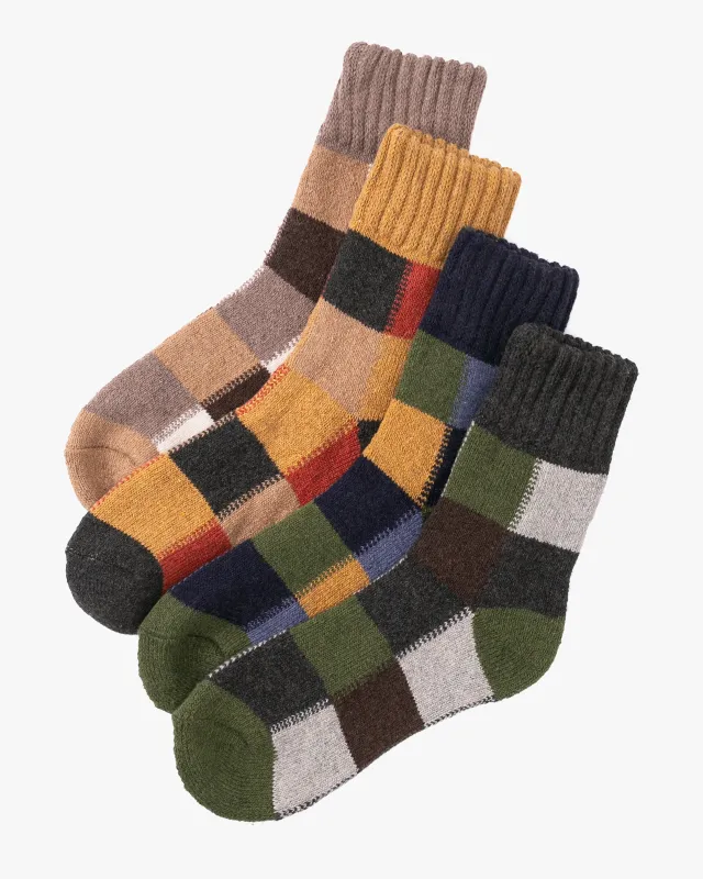 Tourtiwi, Thick Terry Socks, Colorblock Plaid made by Kiriko