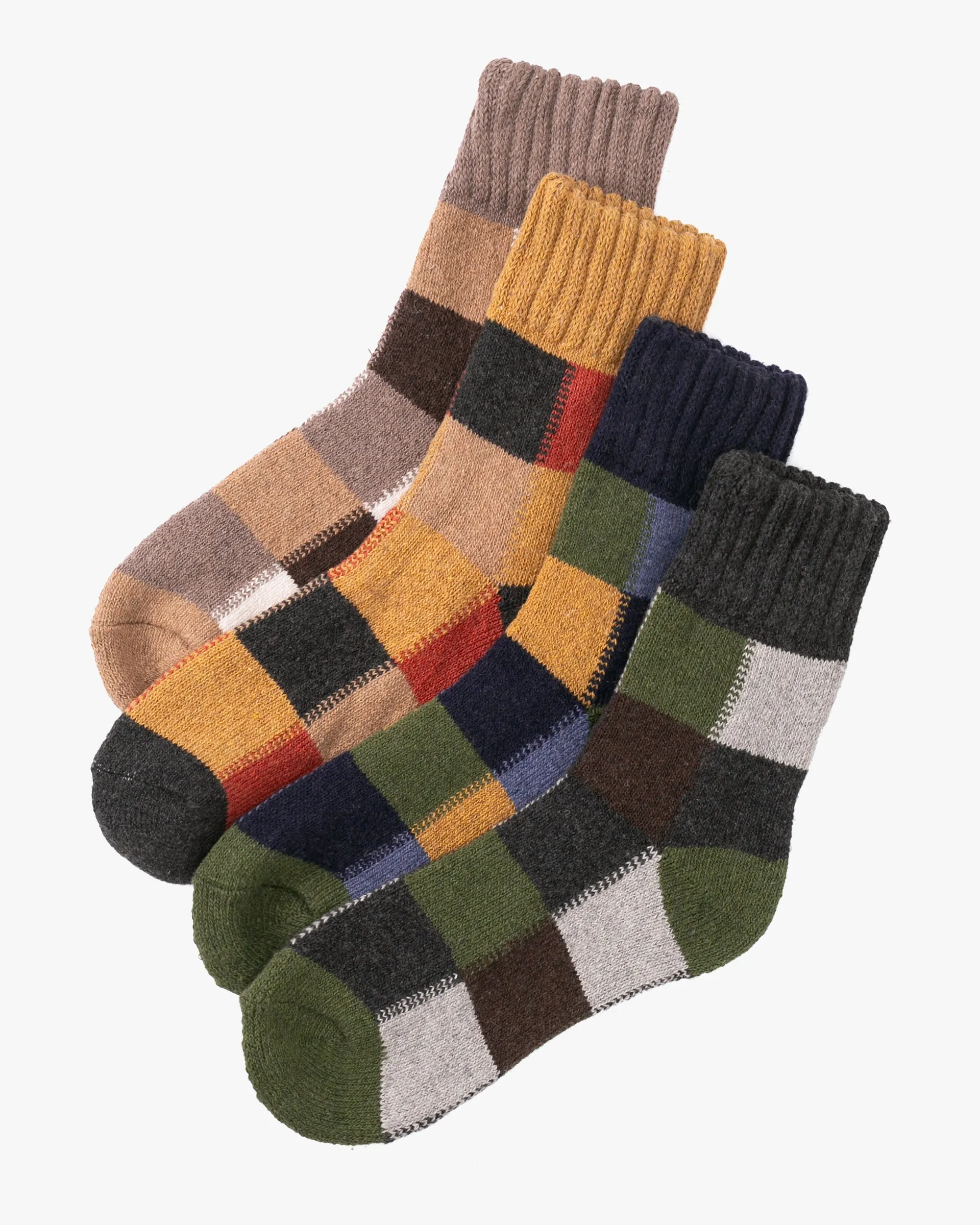 Tourtiwi, Thick Terry Socks, Colorblock Plaid sold by Kiriko