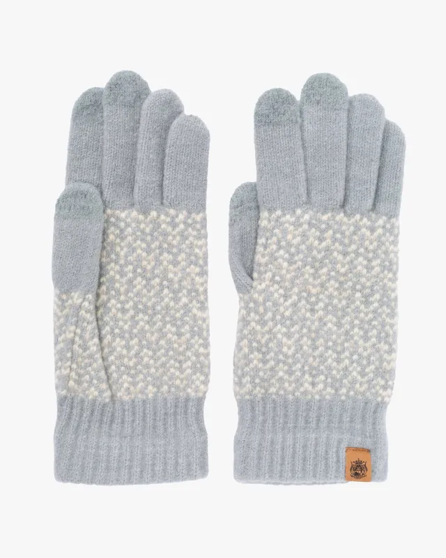 Gloves, Bisque, Tehtava, Cool Grey and Cream Tiny Chevron, Touchscreen sold by Kiriko