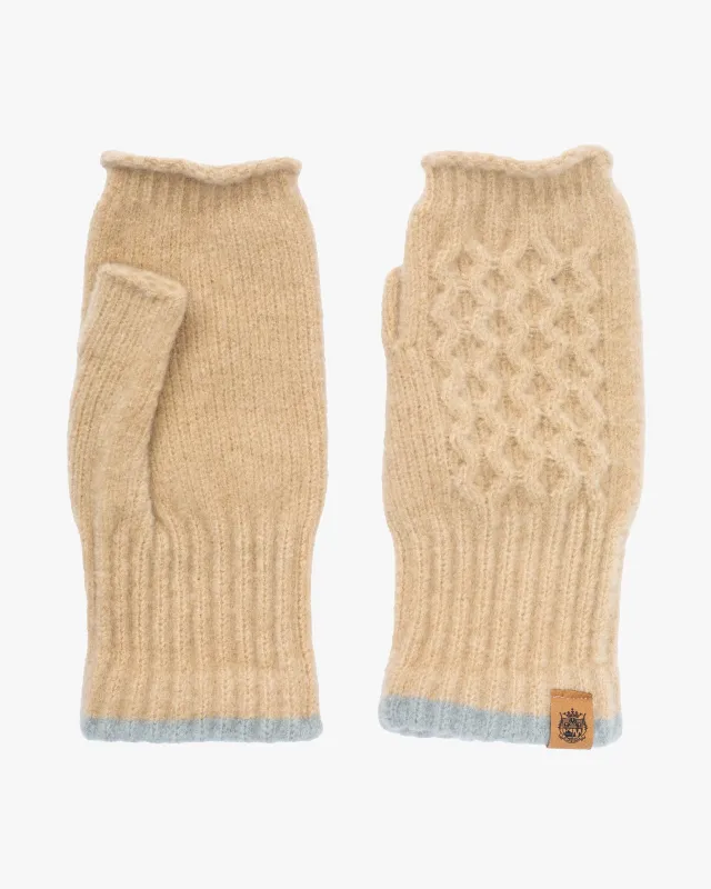Fingerless Gloves Bisque, Tehtava, Beige and Cool Grey sold by Kiriko
