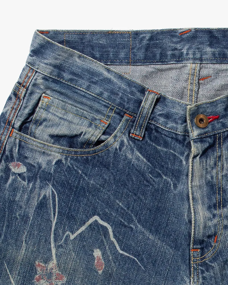 Japanese Repro Denim Jeans, Eternal Brand, Flowers and Koi Artwork - 33" sold by Kiriko product image thumbnail 5