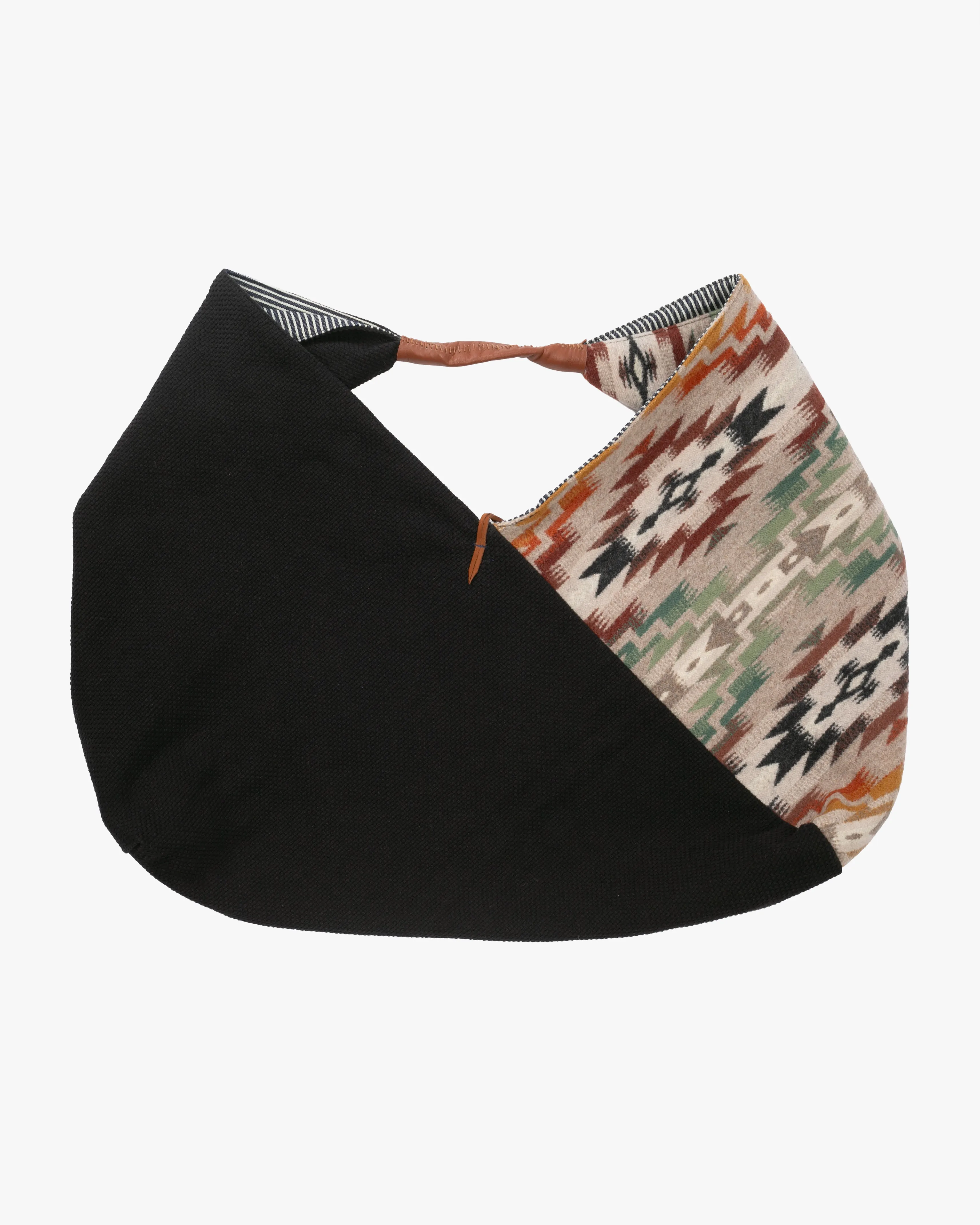 Kiriko Original Tsuno Tote, Sashi-Ori, Black and Earth Tone Multi-Color Pendleton Fabric sold by Kiriko product image thumbnail 4