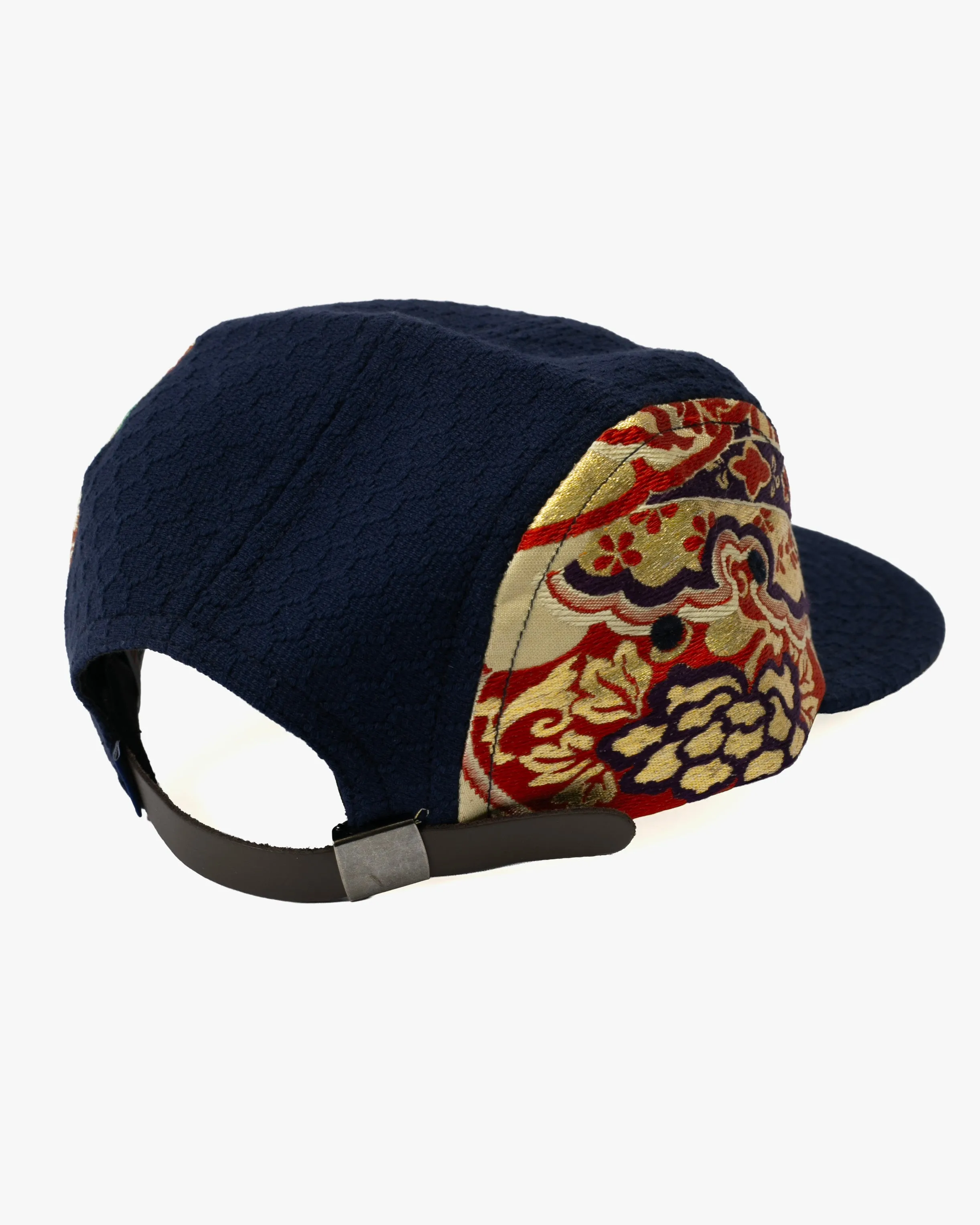 Kiriko Original Cap, 5-Panel, Kikkou Sashi-Ori & Maru-Obi, Navy with Gold Floral sold by Kiriko product image thumbnail 2