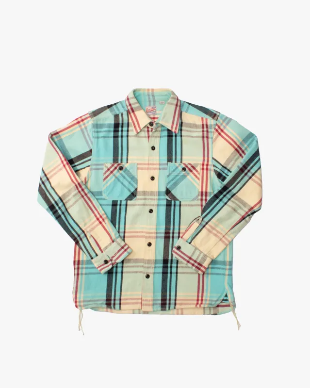 Japanese Repro Button Up Shirt, L, Houston & Inc., Blue Check Flannel sold by Kiriko