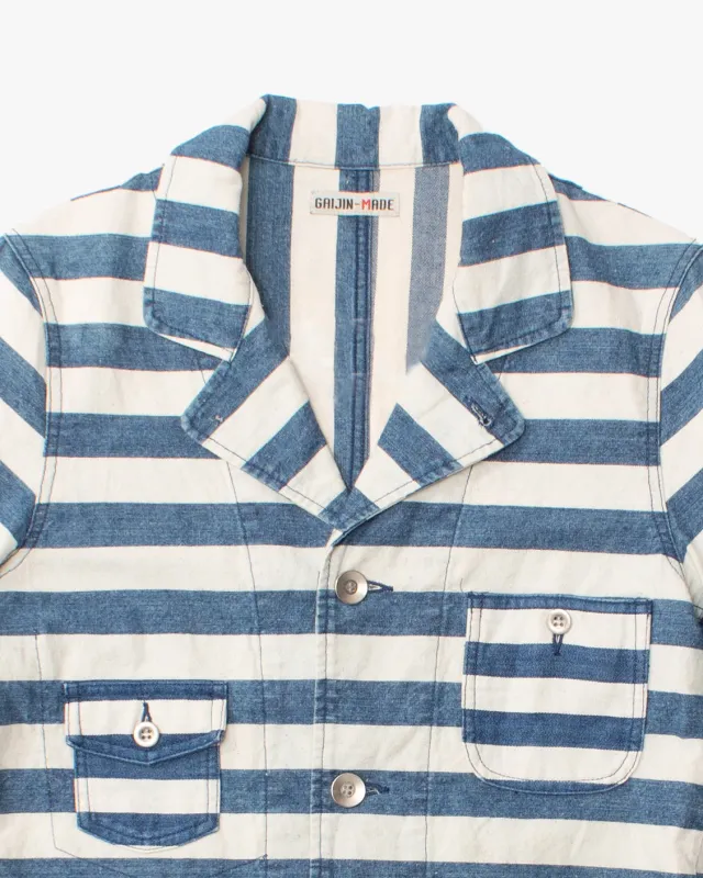 Japanese Repro Shirt, M, Gaijin Made, Blue and White Striped sold by Kiriko