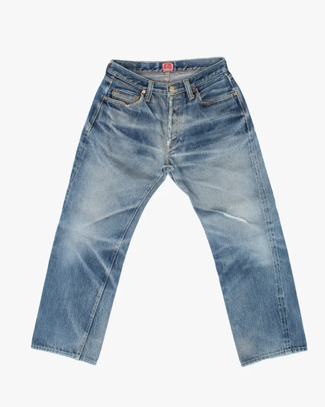 Japanese Repro Denim Jeans, 31, Samurai, Diagonal Tear sold by Kiriko