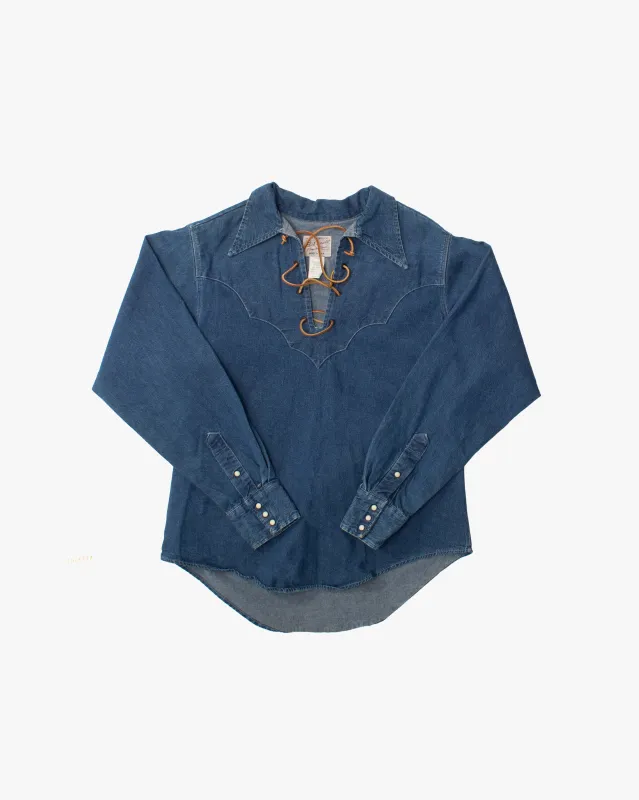 Japanese Repro Shirt, M, Rockimaunt, Blue Denim sold by Kiriko