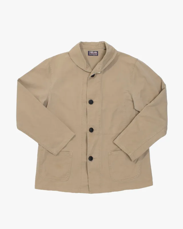 Japanese Repro Chore Coat, L, Blue Blue, Solid Khaki sold by Kiriko