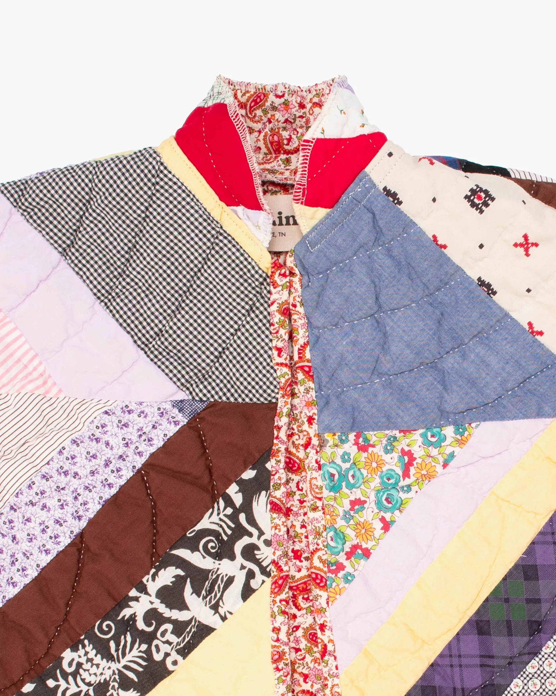 Stand-up Collar Haori Jacket, Quilted, Multicolor Floral with Paisley Lining sold by Kiriko product image thumbnail 3