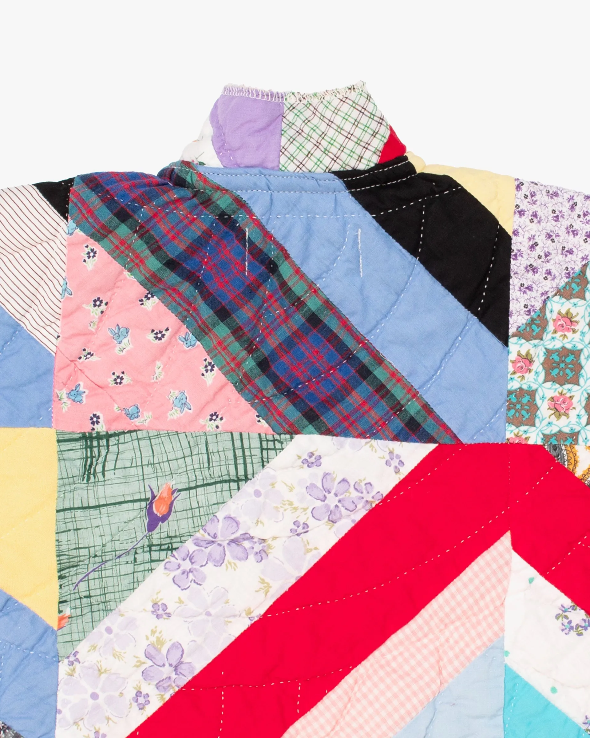 Stand-up Collar Haori Jacket, Quilted, Multicolor Floral with Paisley Lining sold by Kiriko product image thumbnail 5