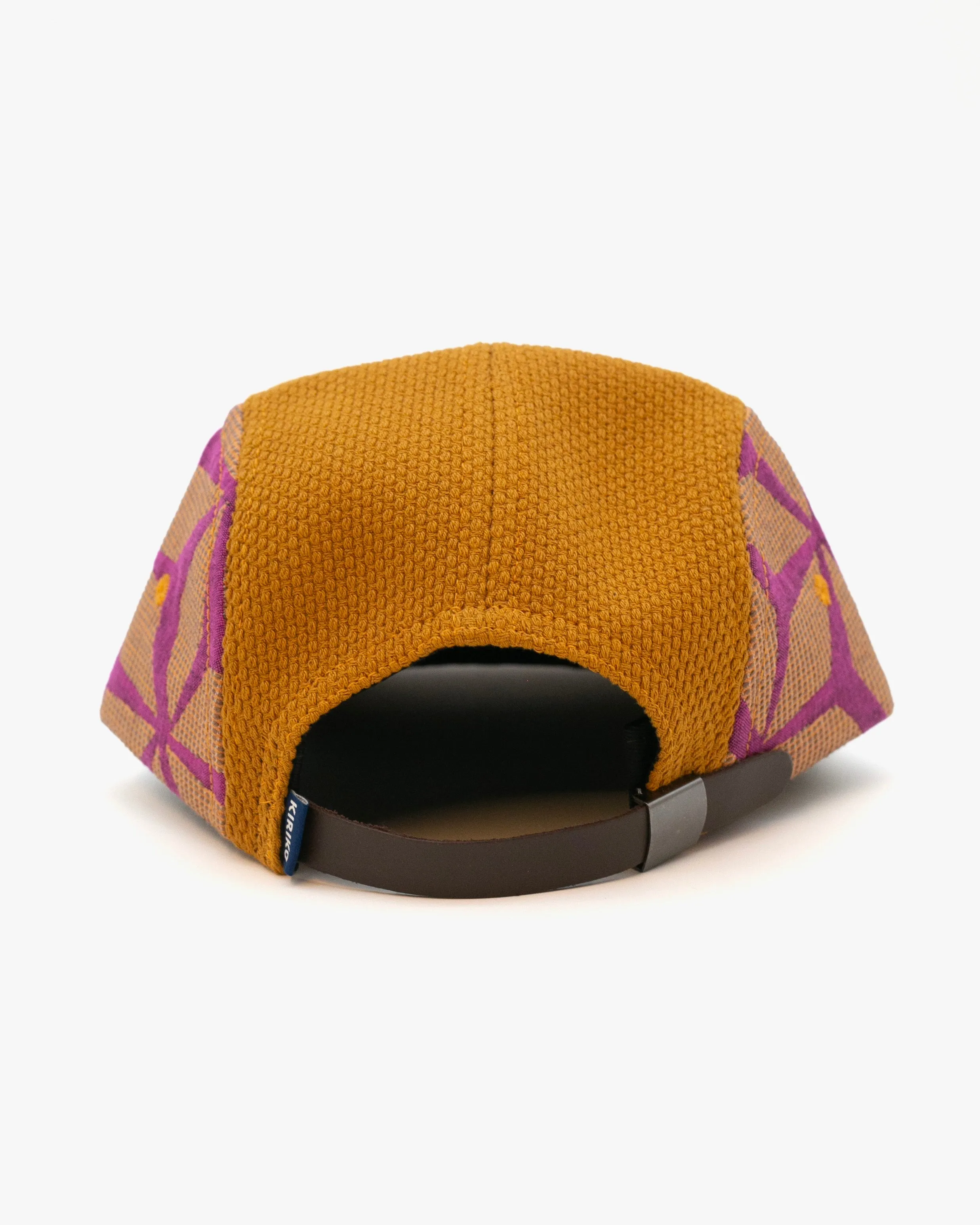 Kiriko Original Cap, 5-Panel, Two Tone, French Jacquard X Sashi-Ori, Mustard with Fuchsia Asanoha sold by Kiriko product image thumbnail 4