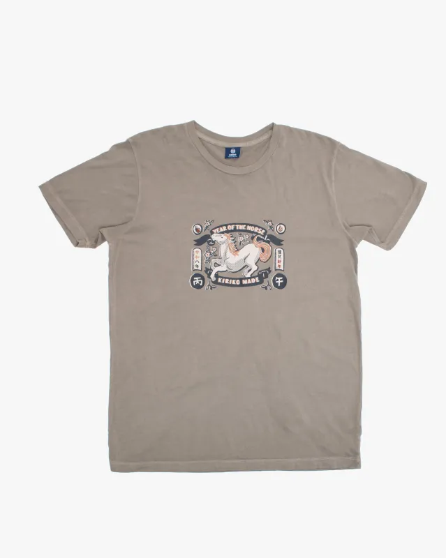 Kiriko Original Tee, 6 oz. Cotton, Gray with Year of the Horse sold by Kiriko