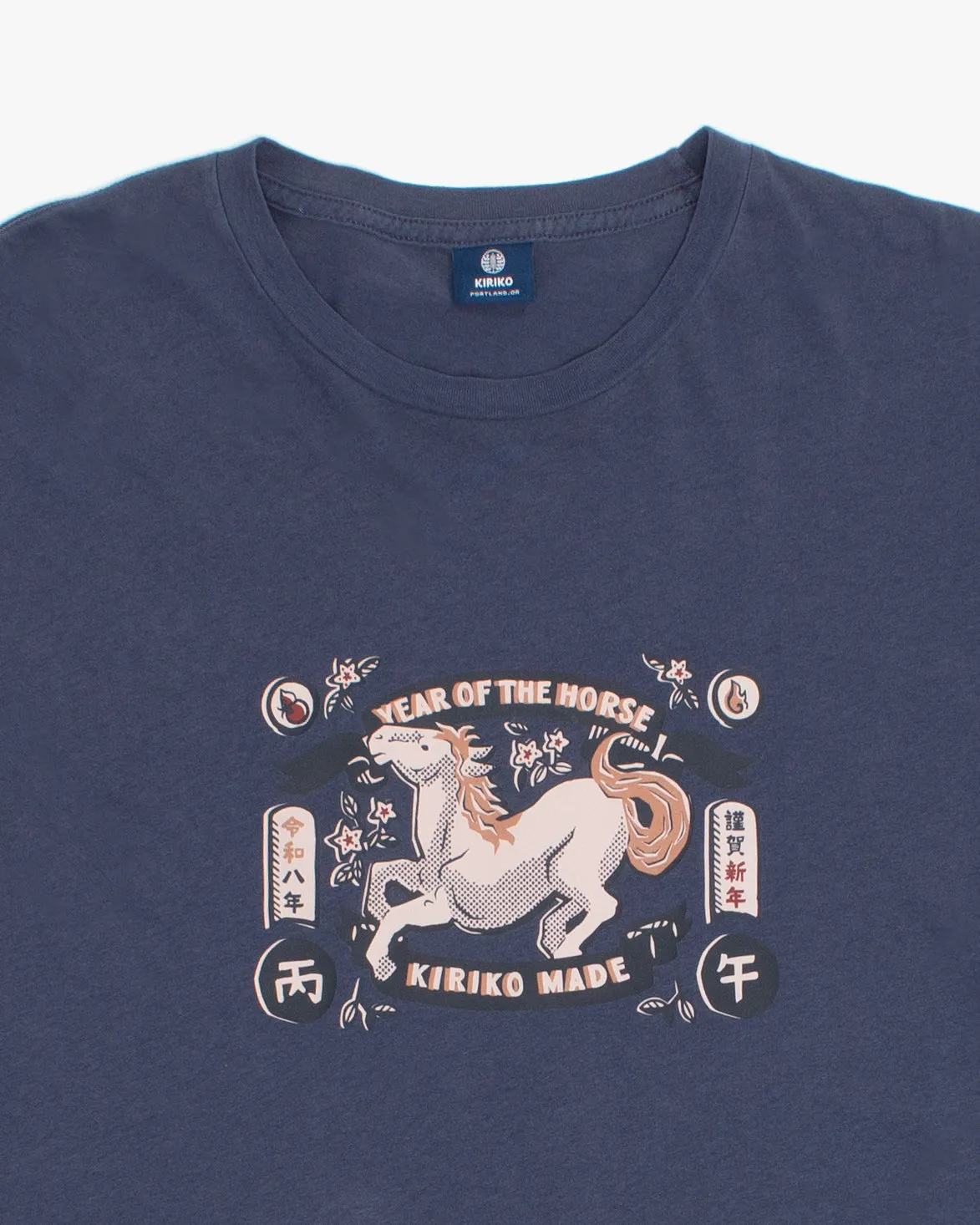 Kiriko Original Tee, 6 oz. Cotton, Navy with Year of the Horse sold by Kiriko product image thumbnail 2