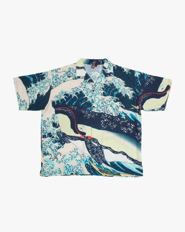 Wa-Modern Short Sleeve Button Up Shirt, Kujira made by Kiriko