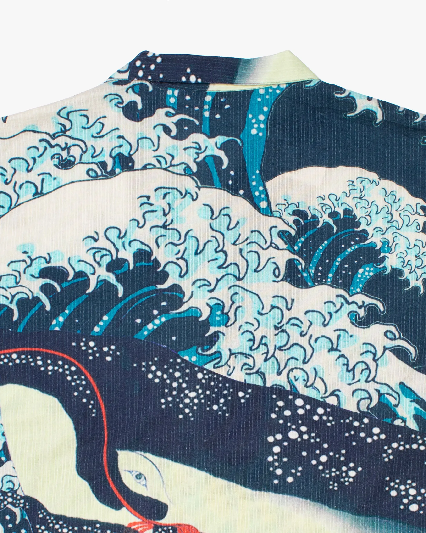 Wa-Modern Short Sleeve Button Up Shirt, Kujira sold by Kiriko product image thumbnail 4