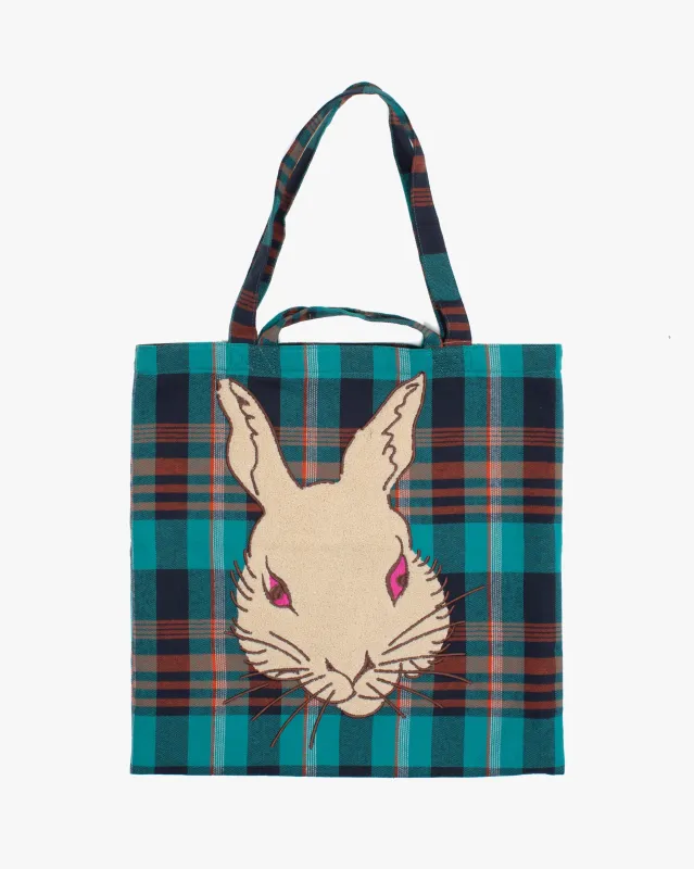 Wa Modern Tote, Blue Plaid, Usagi sold by Kiriko
