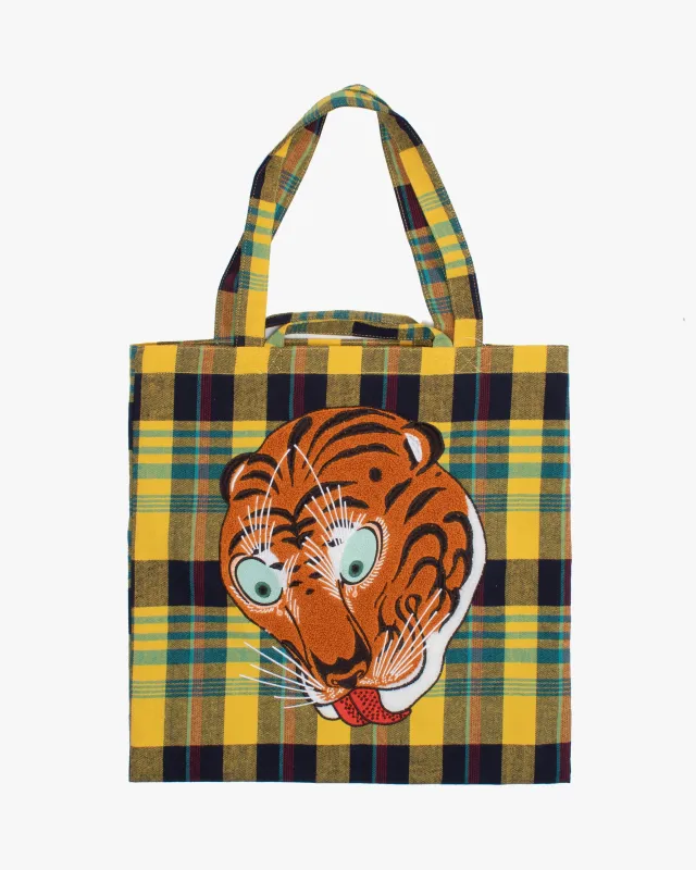 Wa Modern Tote, Yellow Plaid, Tora sold by Kiriko