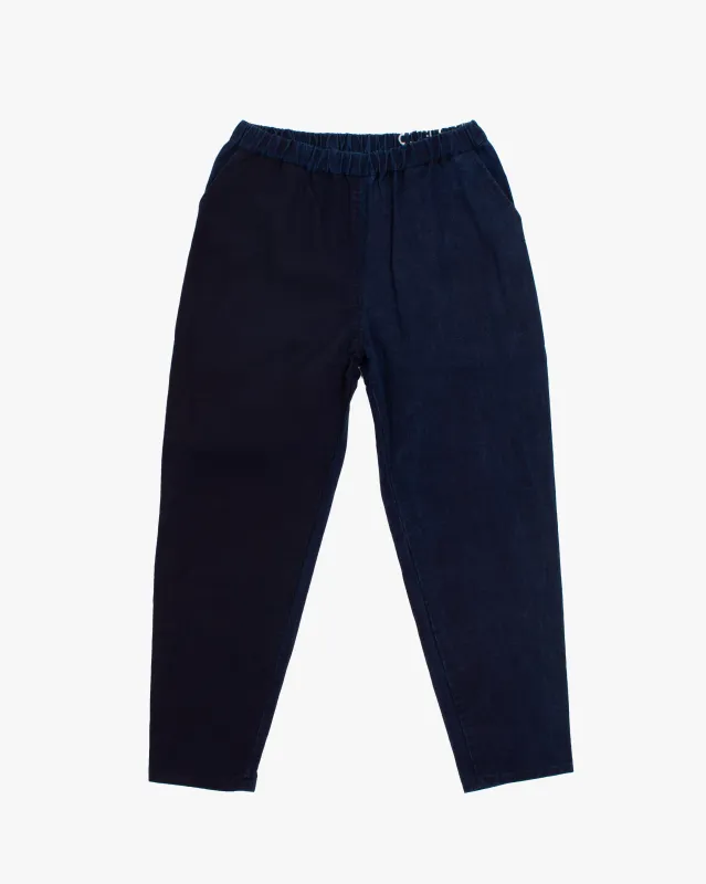 Modern Monpe Pants, Aizawa, Indigo with Partial Ryu sold by Kiriko