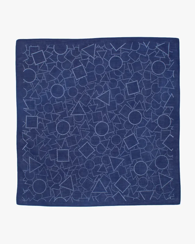 Aizawa Lightweight Indigo Bandana, Dotted Geometric made by Kiriko