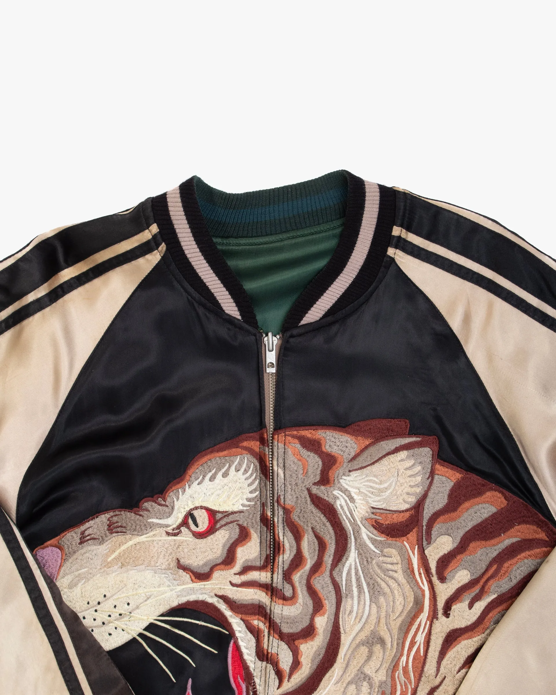 Japanese Repro Souvenir Jacket, M, Japanese Classic Script, Reversible Tiger Black and Green sold by Kiriko product image thumbnail 2