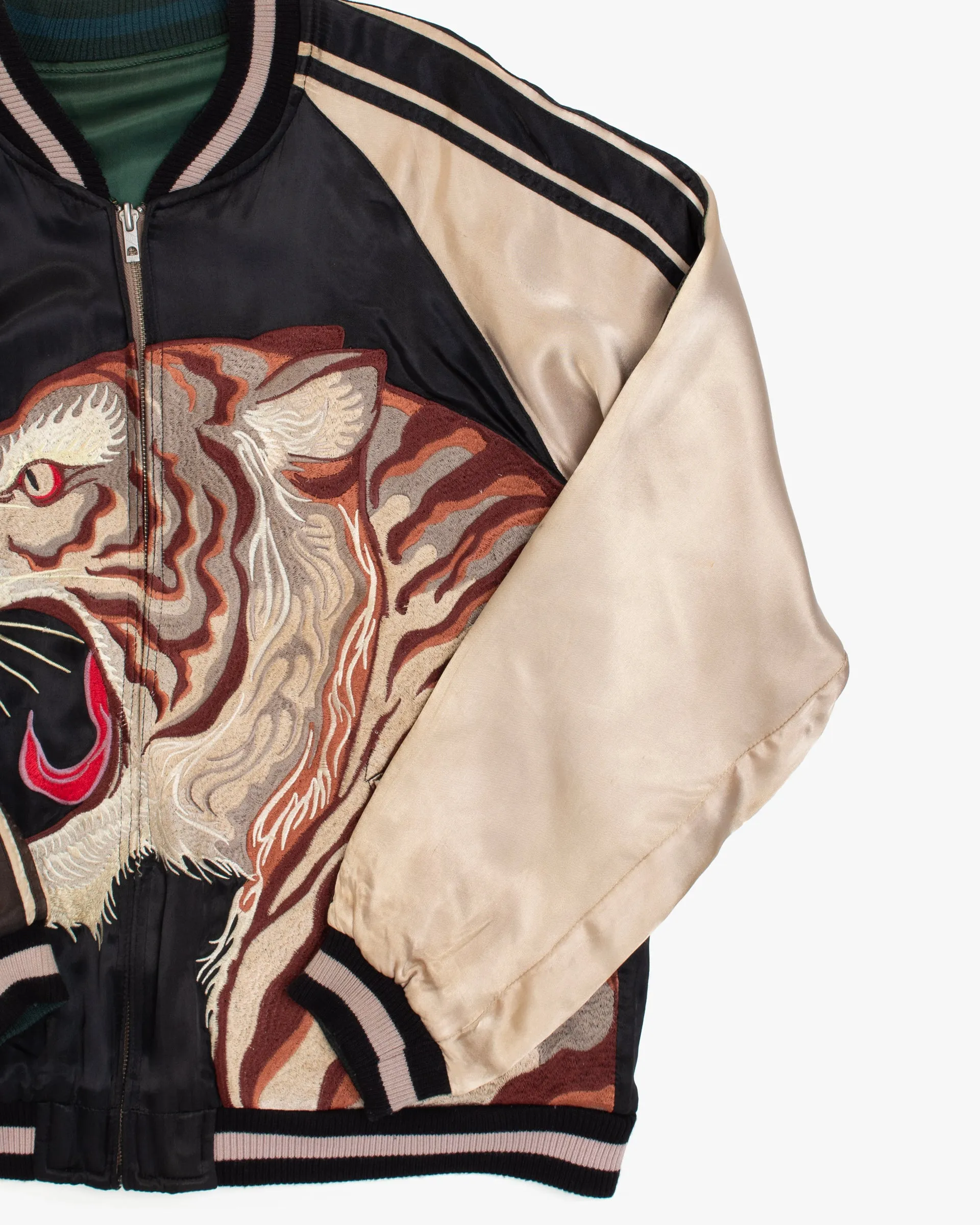 Japanese Repro Souvenir Jacket, M, Japanese Classic Script, Reversible Tiger Black and Green sold by Kiriko product image thumbnail 4