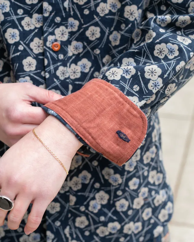 Kiriko Original Button-Up Shirt, Long Sleeve, Indigo Plum and Pine made by Kiriko