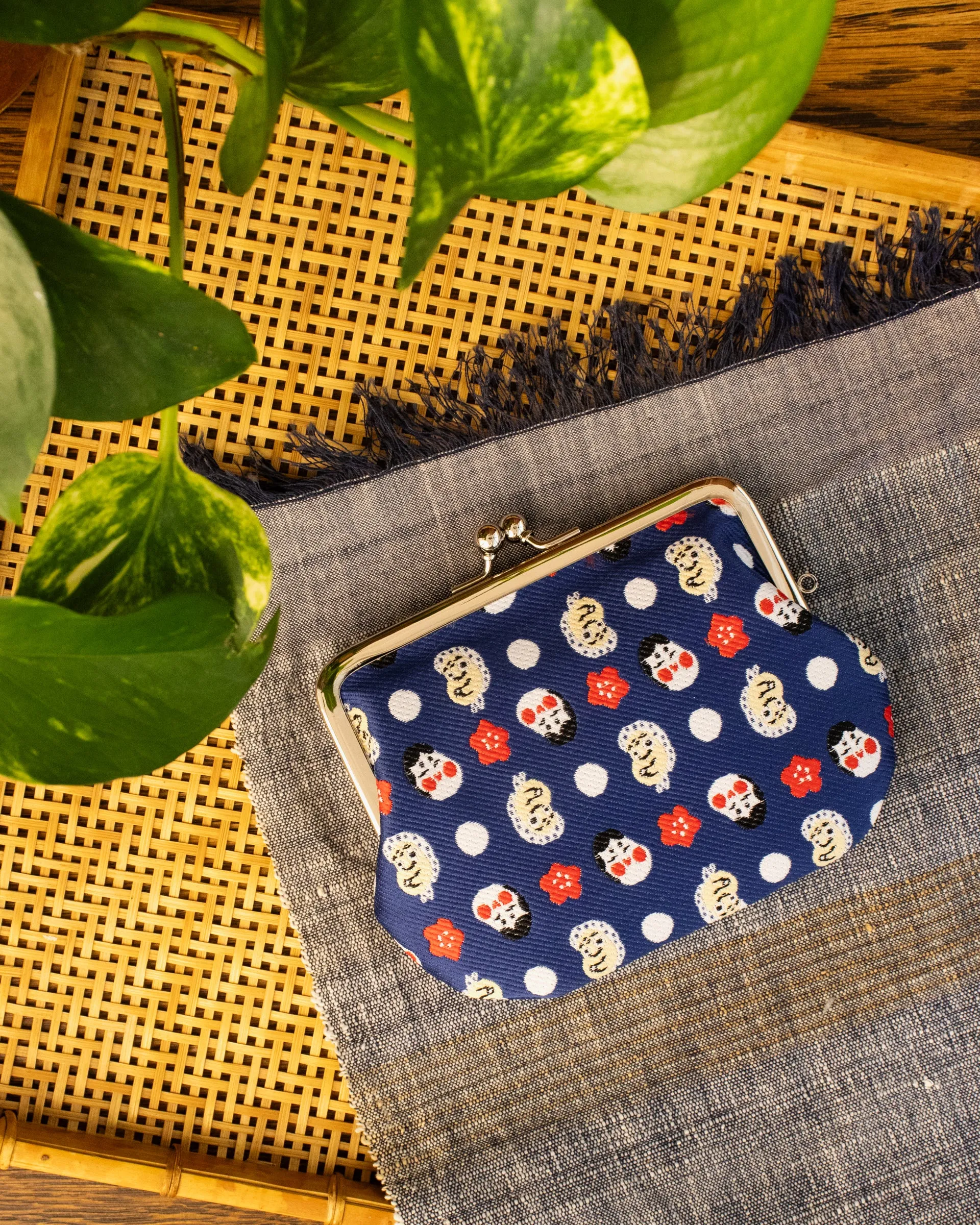 Wa Modern Clutch, Blue with Okahyoko sold by Kiriko