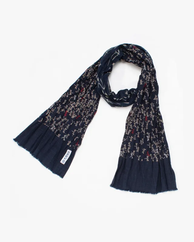 Kiriko Original Scarf, Kiji, Indigo Tonbo with Red and Arrows made by Kiriko