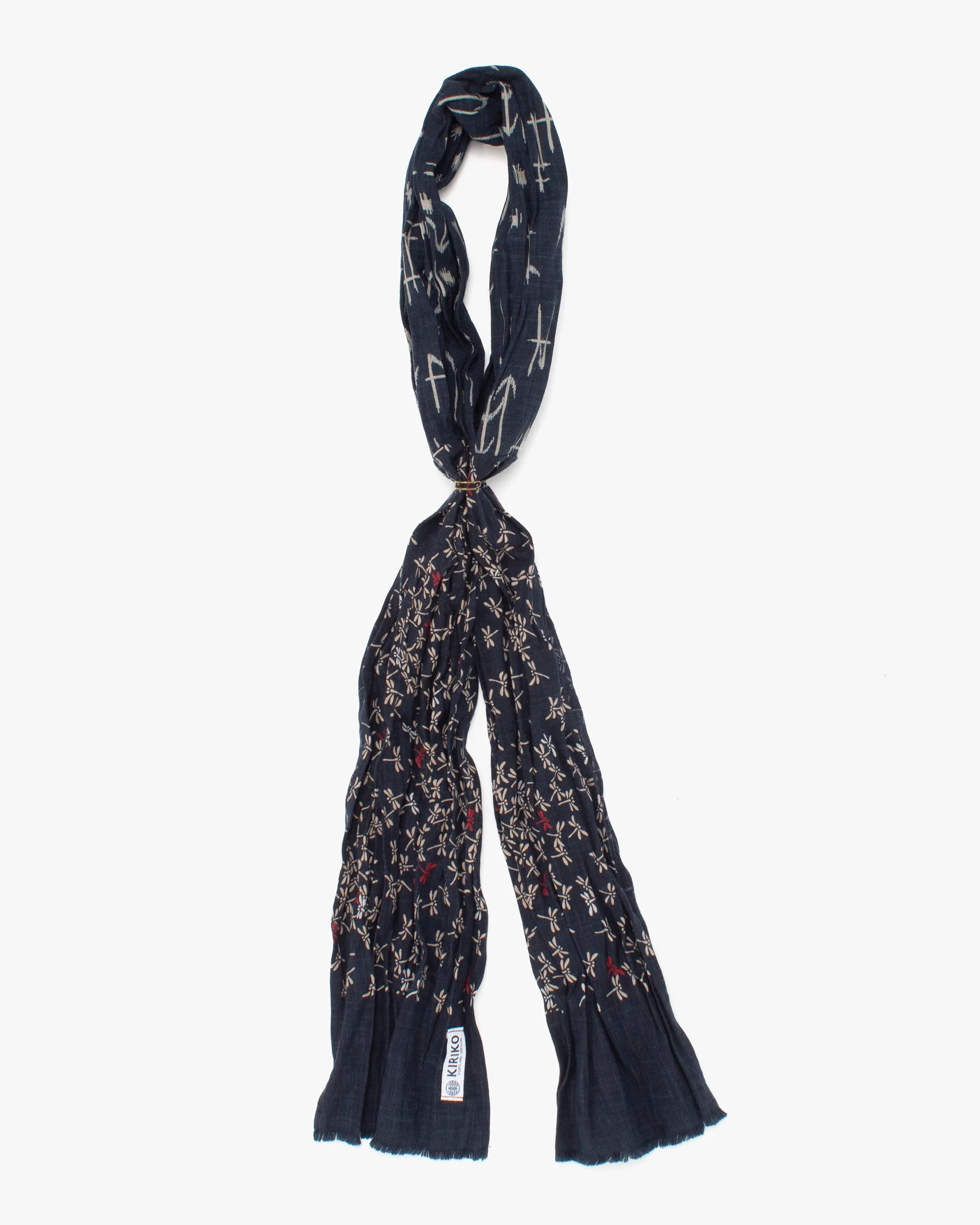 Kiriko Original Scarf, Kiji, Indigo Tonbo with Red and Arrows sold by Kiriko product image thumbnail 2