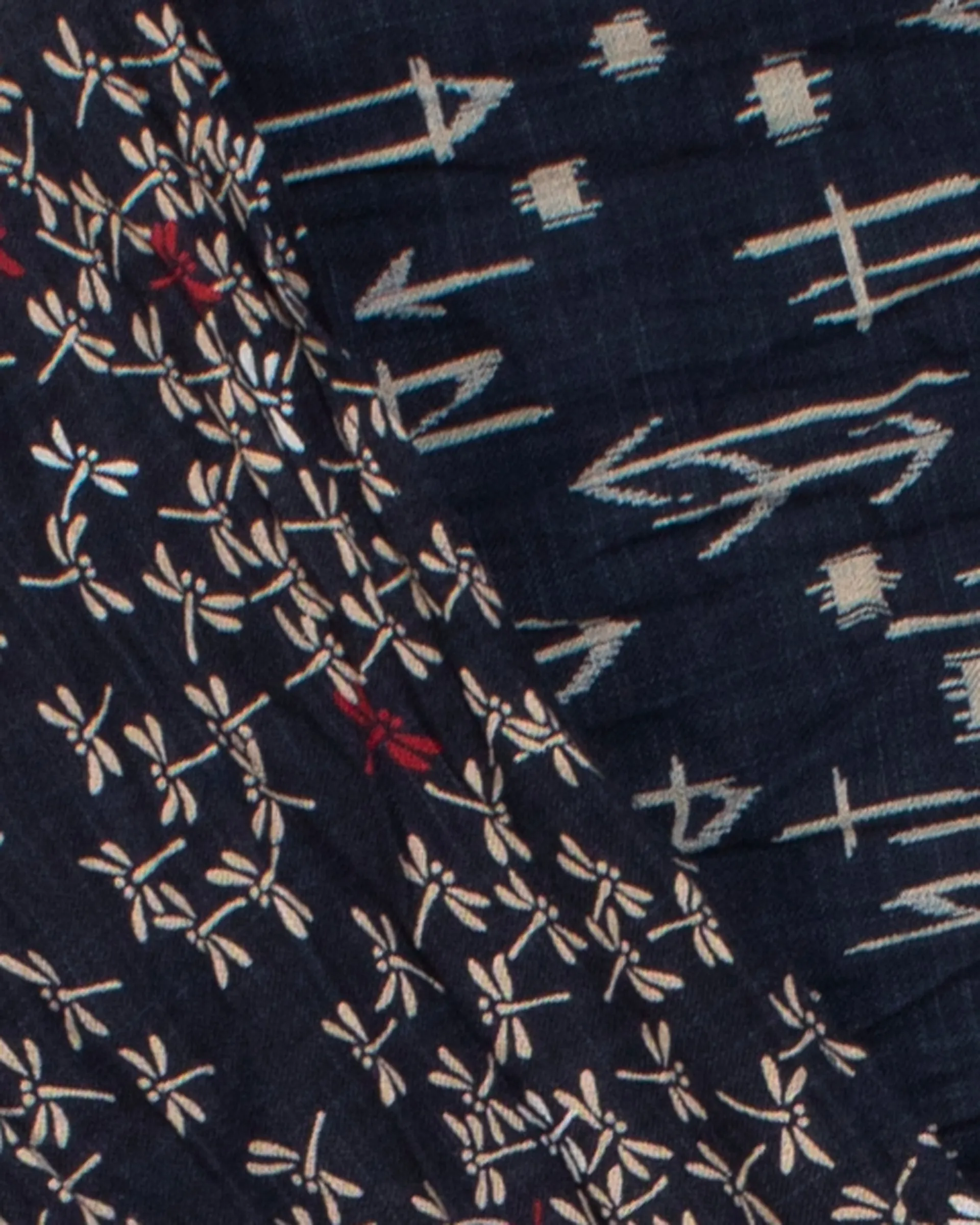 Kiriko Original Scarf, Kiji, Indigo Tonbo with Red and Arrows sold by Kiriko product image thumbnail 4