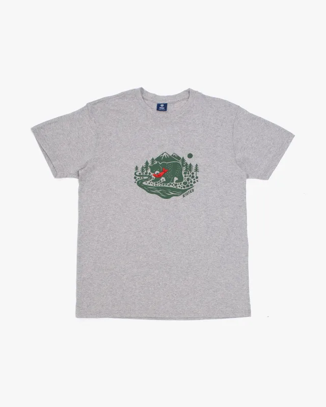 Kiriko Original Tee, 4 oz. US Made, Kuma with Embroidered Fish, Grey made by Kiriko
