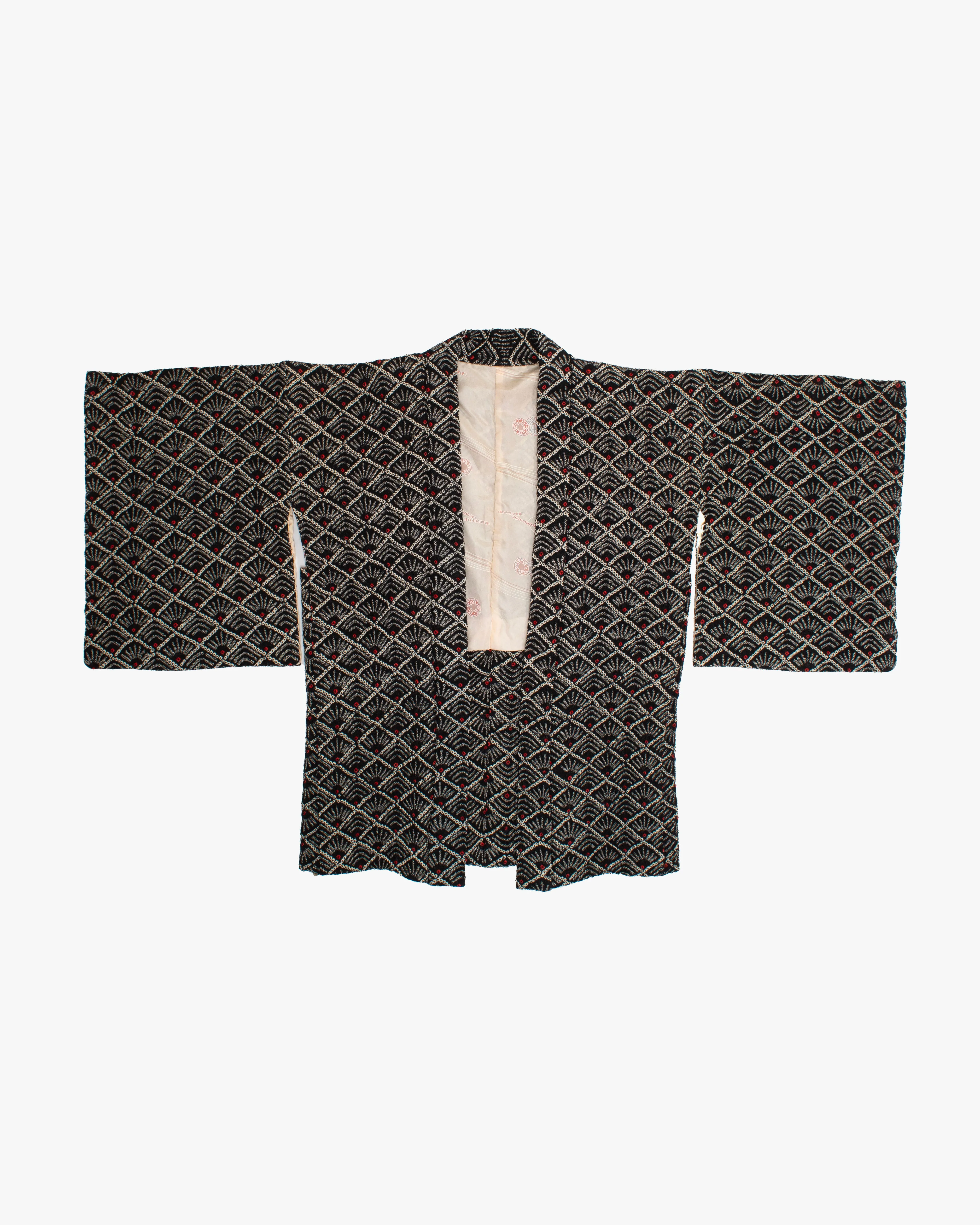 Vintage Haori Jacket, Full Shibori, Hanabishi, Black and Red sold by Kiriko product image thumbnail 4