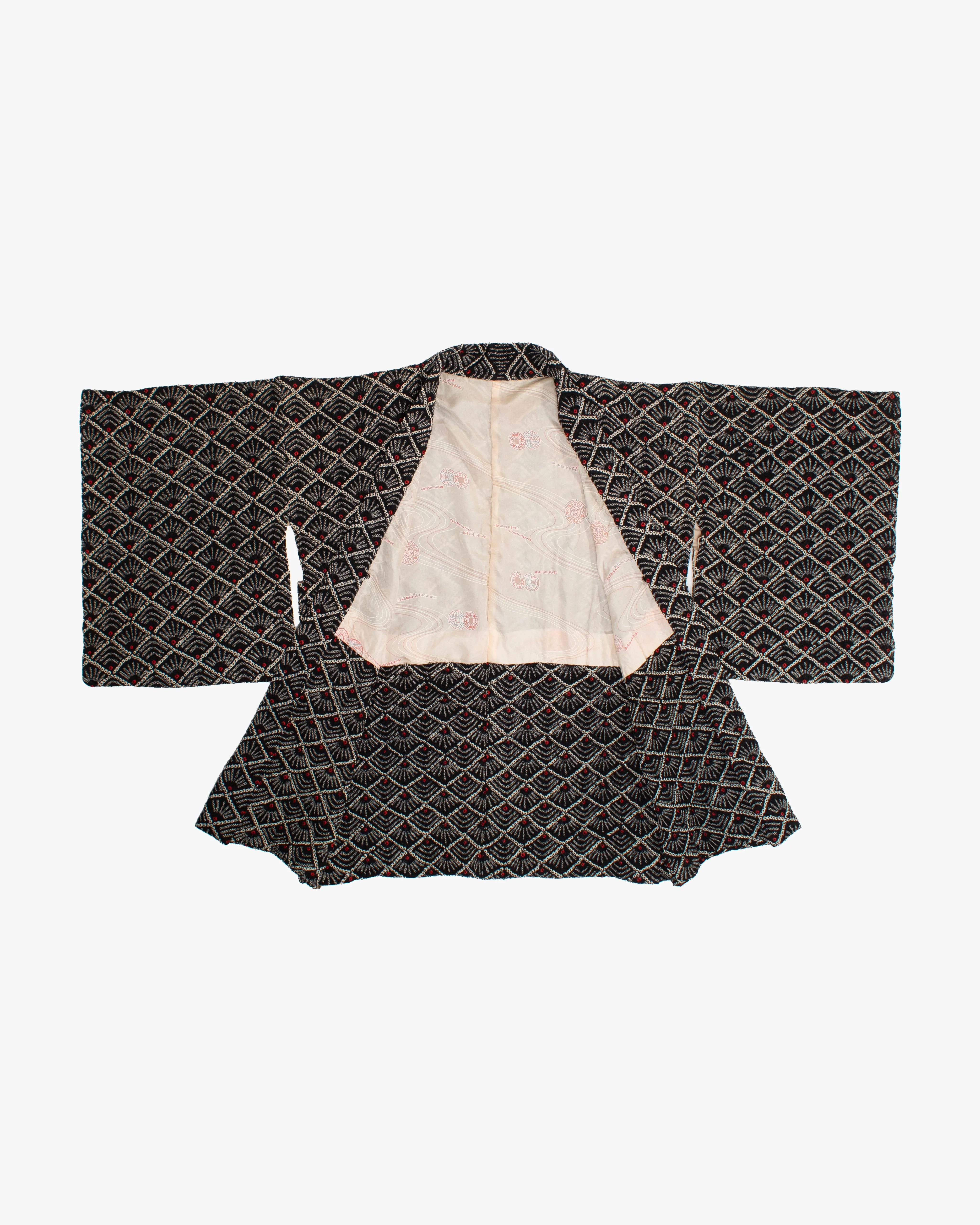 Vintage Haori Jacket, Full Shibori, Hanabishi, Black and Red sold by Kiriko product image thumbnail 5