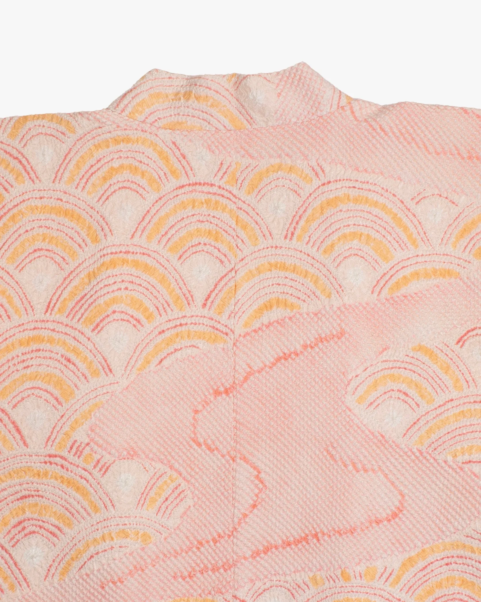 Kiriko Custom, Altered Haori Jacket, Full Shibori, Seigaiha, Light Pink and Orange sold by Kiriko product image thumbnail 5