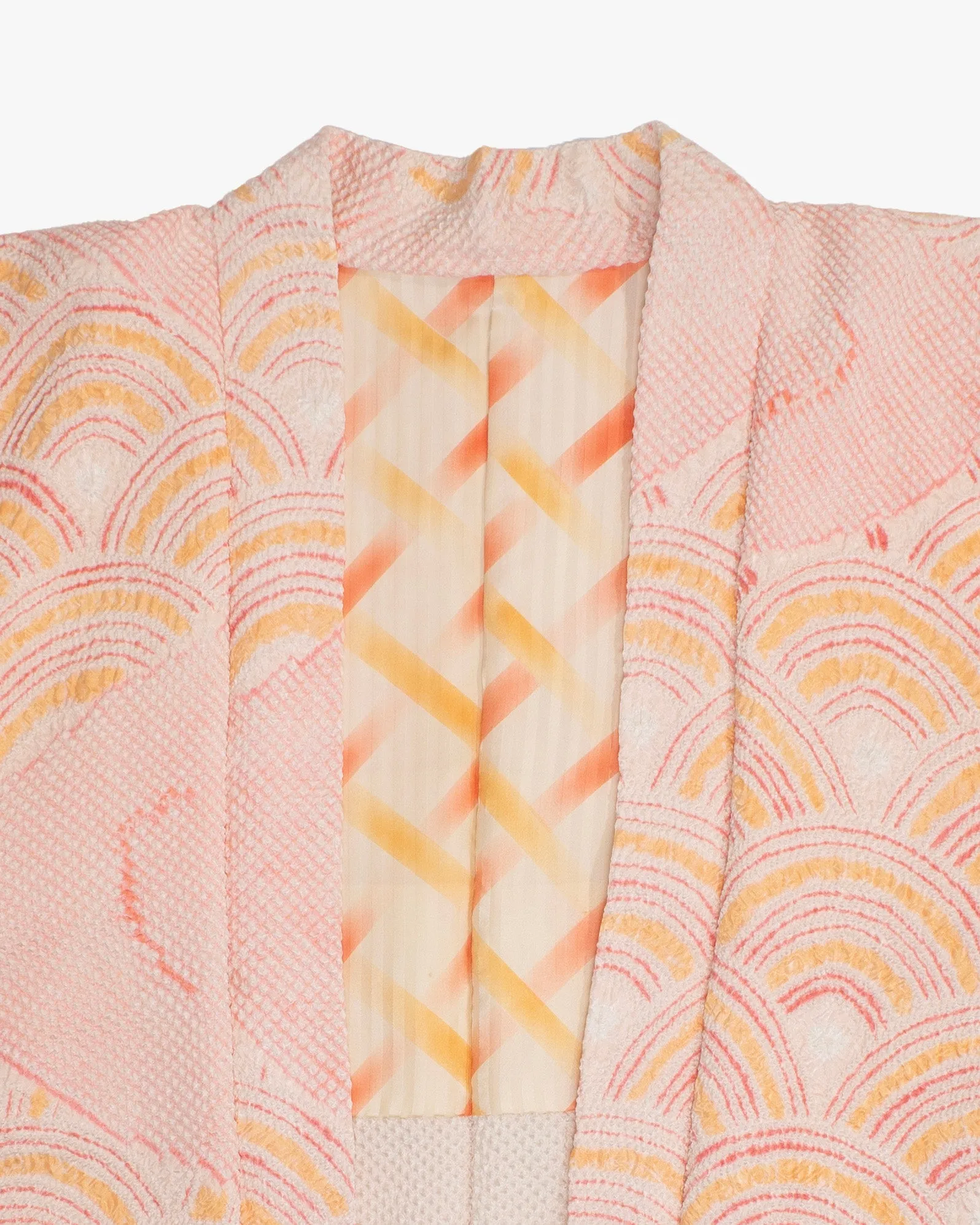 Kiriko Custom, Altered Haori Jacket, Full Shibori, Seigaiha, Light Pink and Orange sold by Kiriko product image thumbnail 3