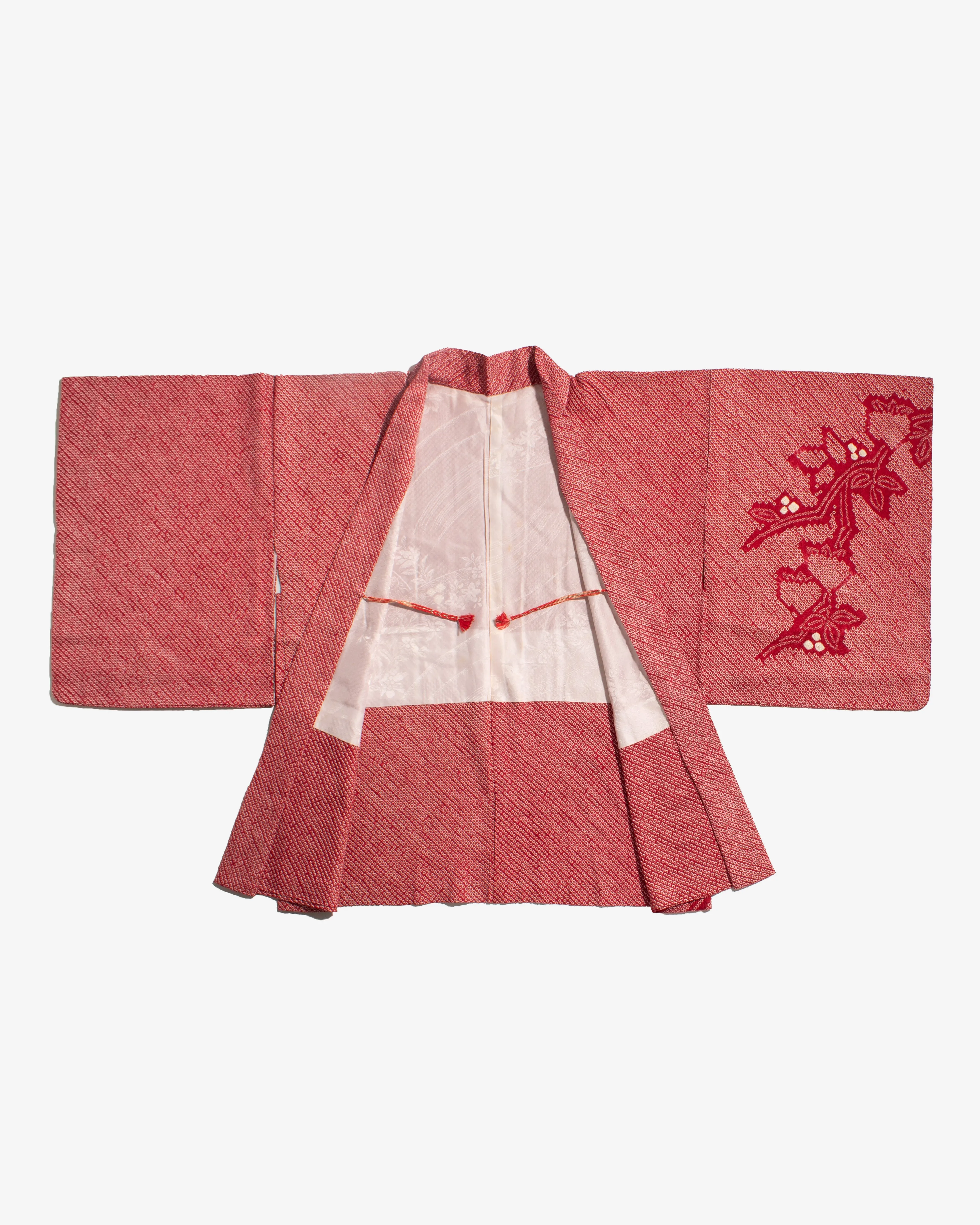 Vintage Haori Jacket, Full Shibori, Red with Floral sold by Kiriko product image thumbnail 2