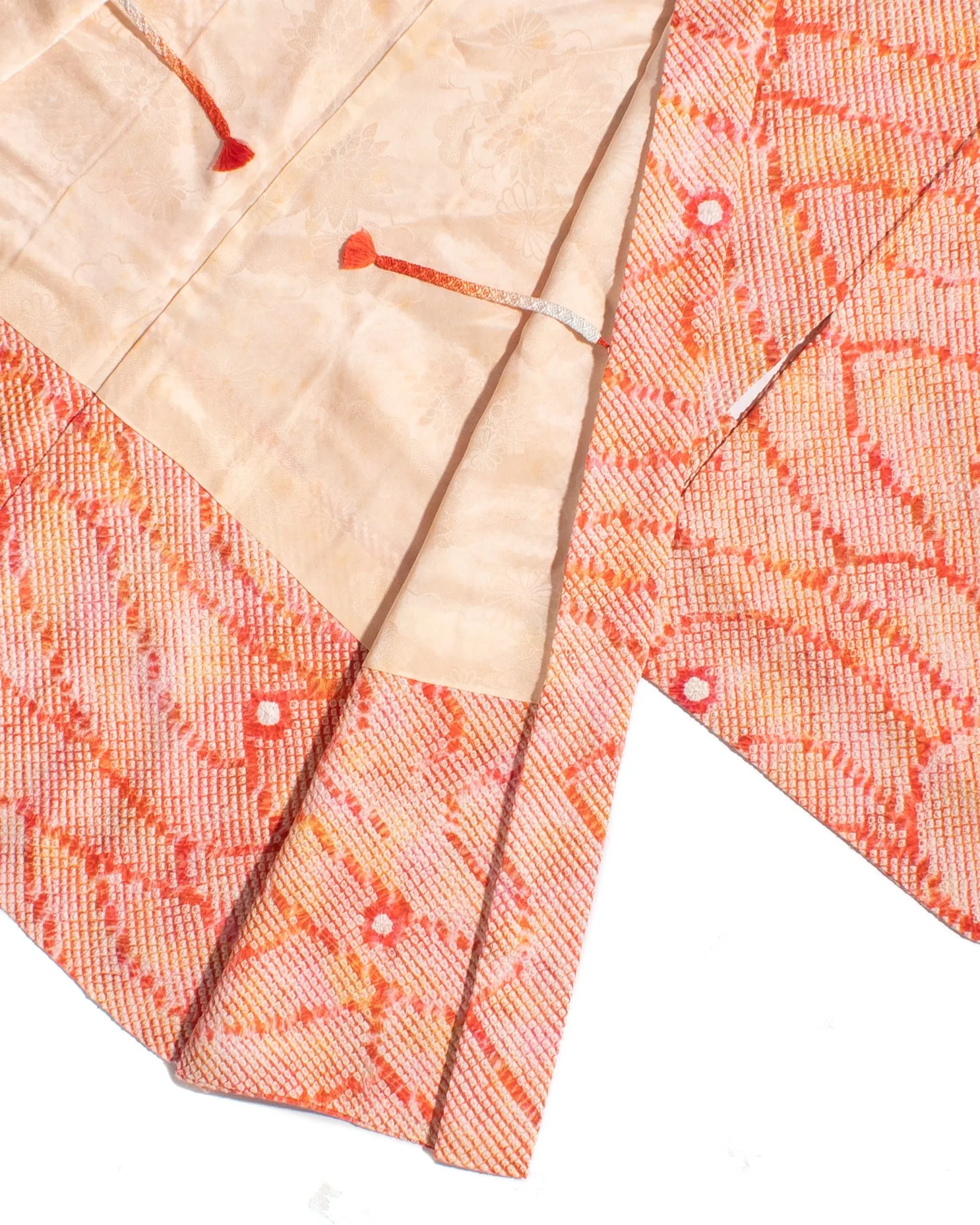 Vintage Haori Jacket, Full Shibori, Orange and Pink with Pattern sold by Kiriko product image thumbnail 4
