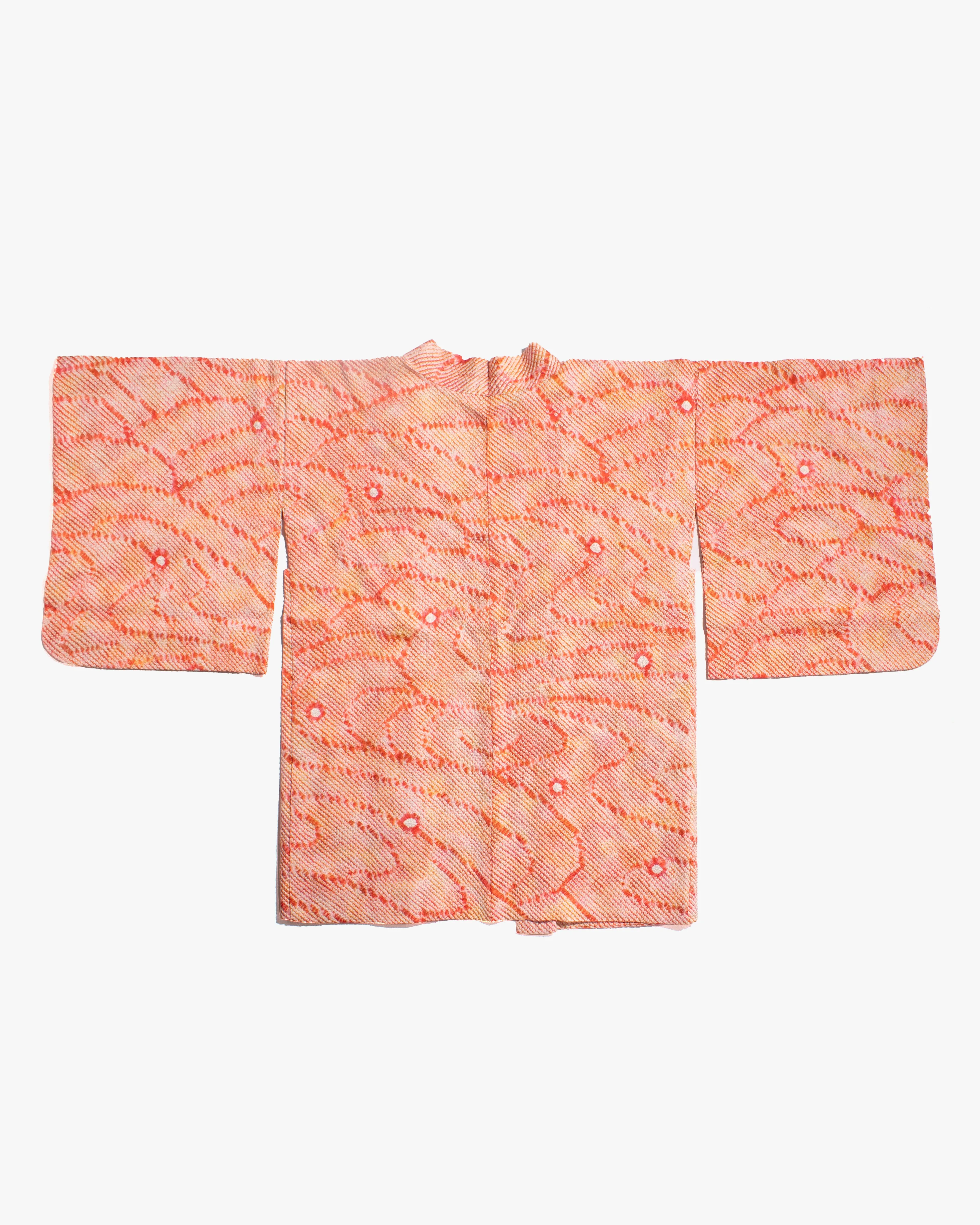 Vintage Haori Jacket, Full Shibori, Orange and Pink with Pattern sold by Kiriko product image thumbnail 5