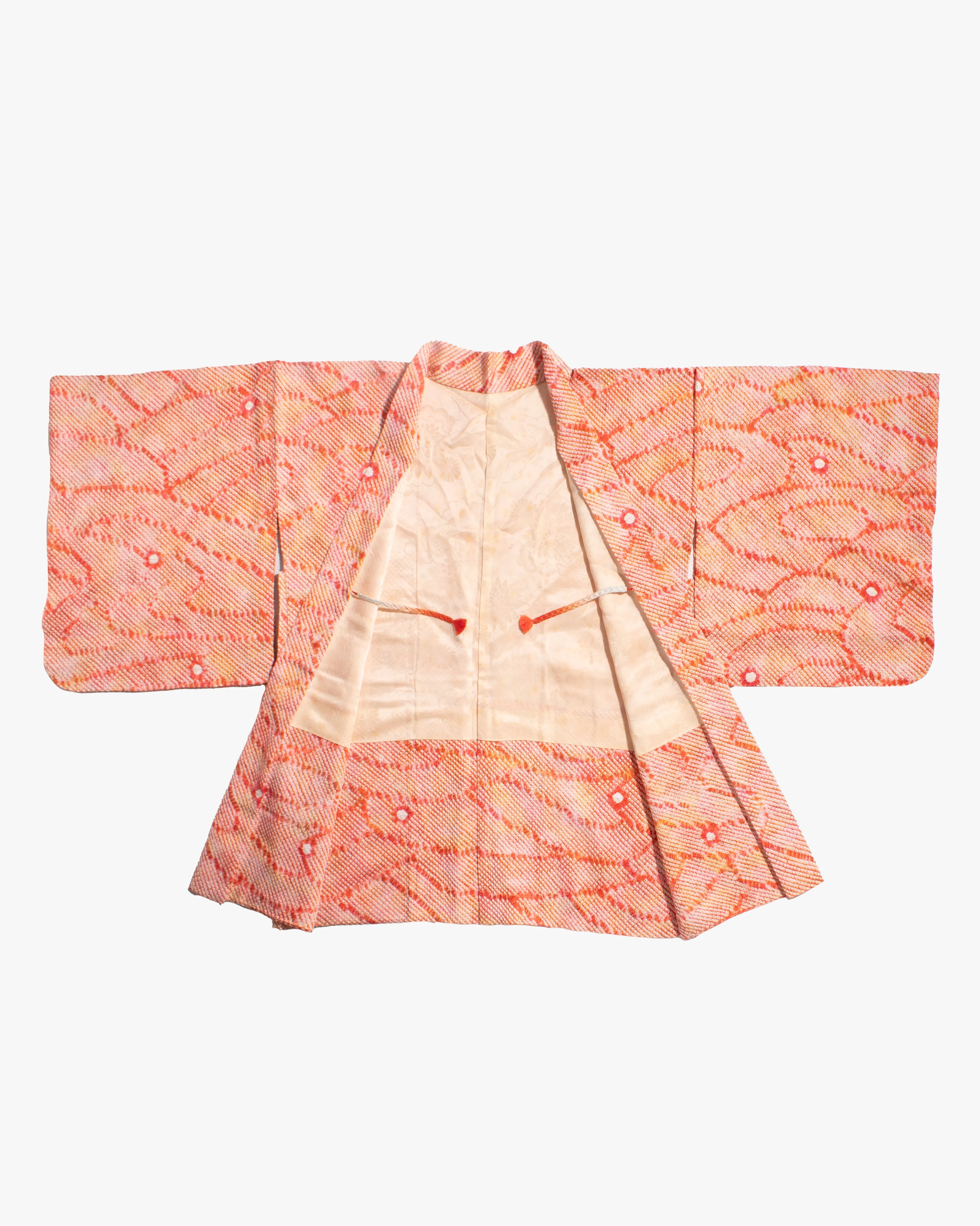 Vintage Haori Jacket, Full Shibori, Orange and Pink with Pattern sold by Kiriko product image thumbnail 3