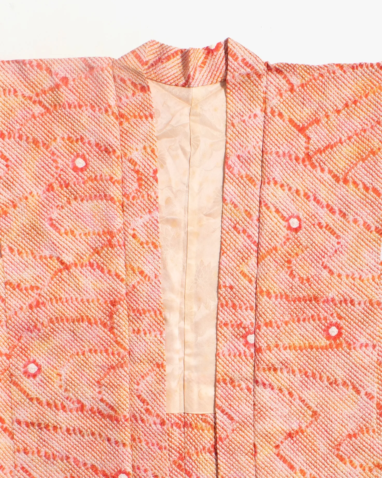 Vintage Haori Jacket, Full Shibori, Orange and Pink with Pattern sold by Kiriko product image thumbnail 2
