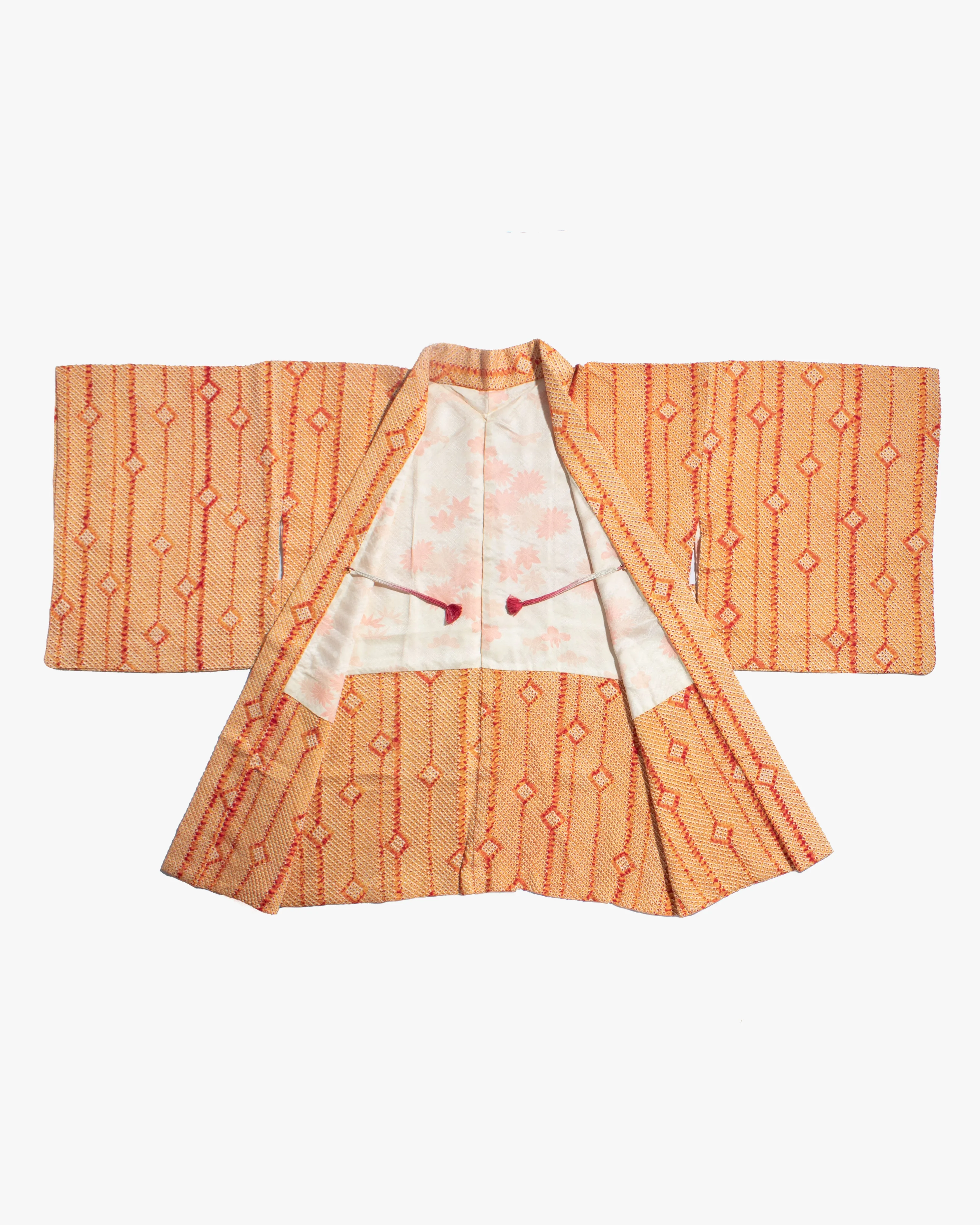 Vintage Haori Jacket, Full Shibori, Orange and Yellow with Pattern sold by Kiriko product image thumbnail 3