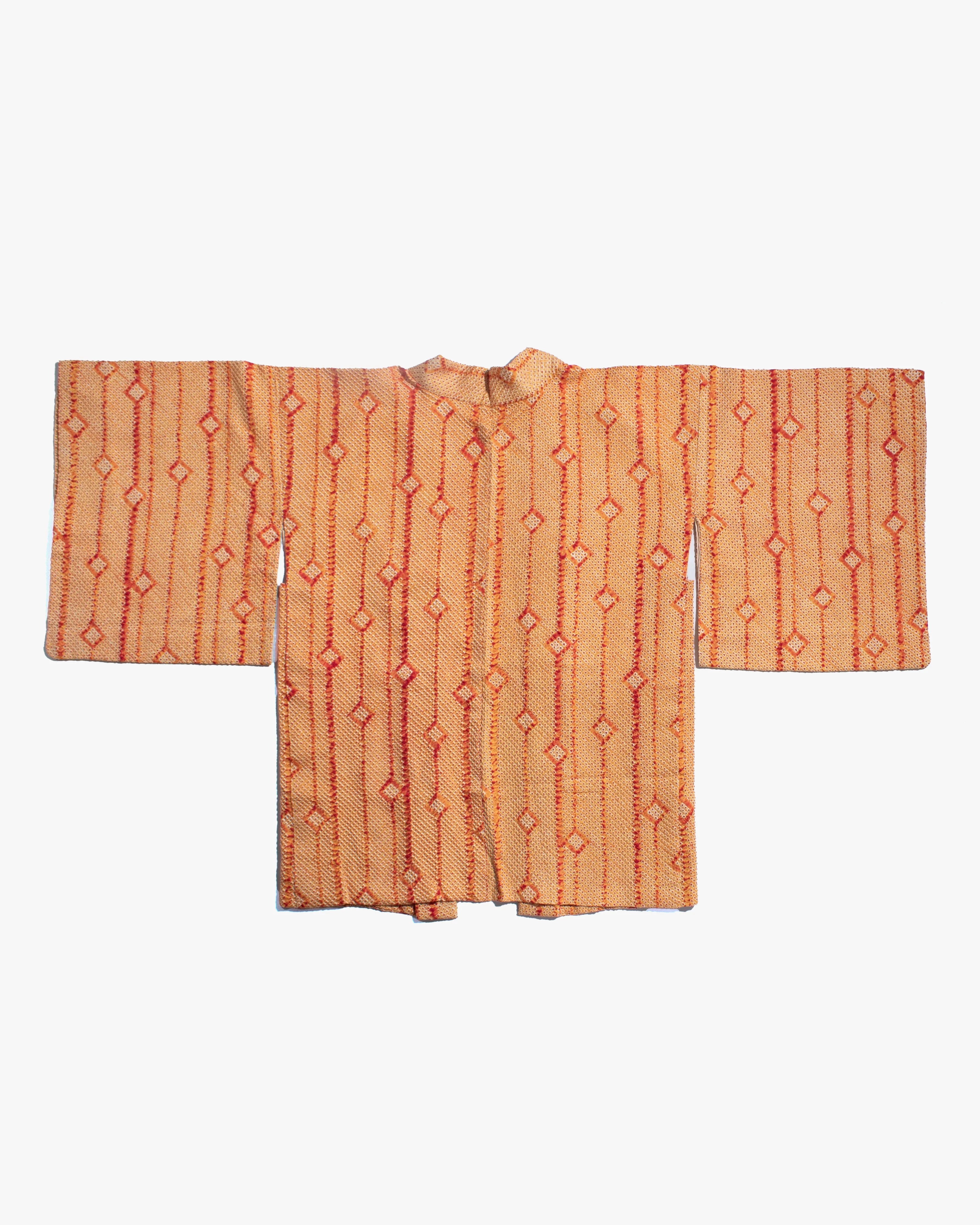 Vintage Haori Jacket, Full Shibori, Orange and Yellow with Pattern sold by Kiriko product image thumbnail 5