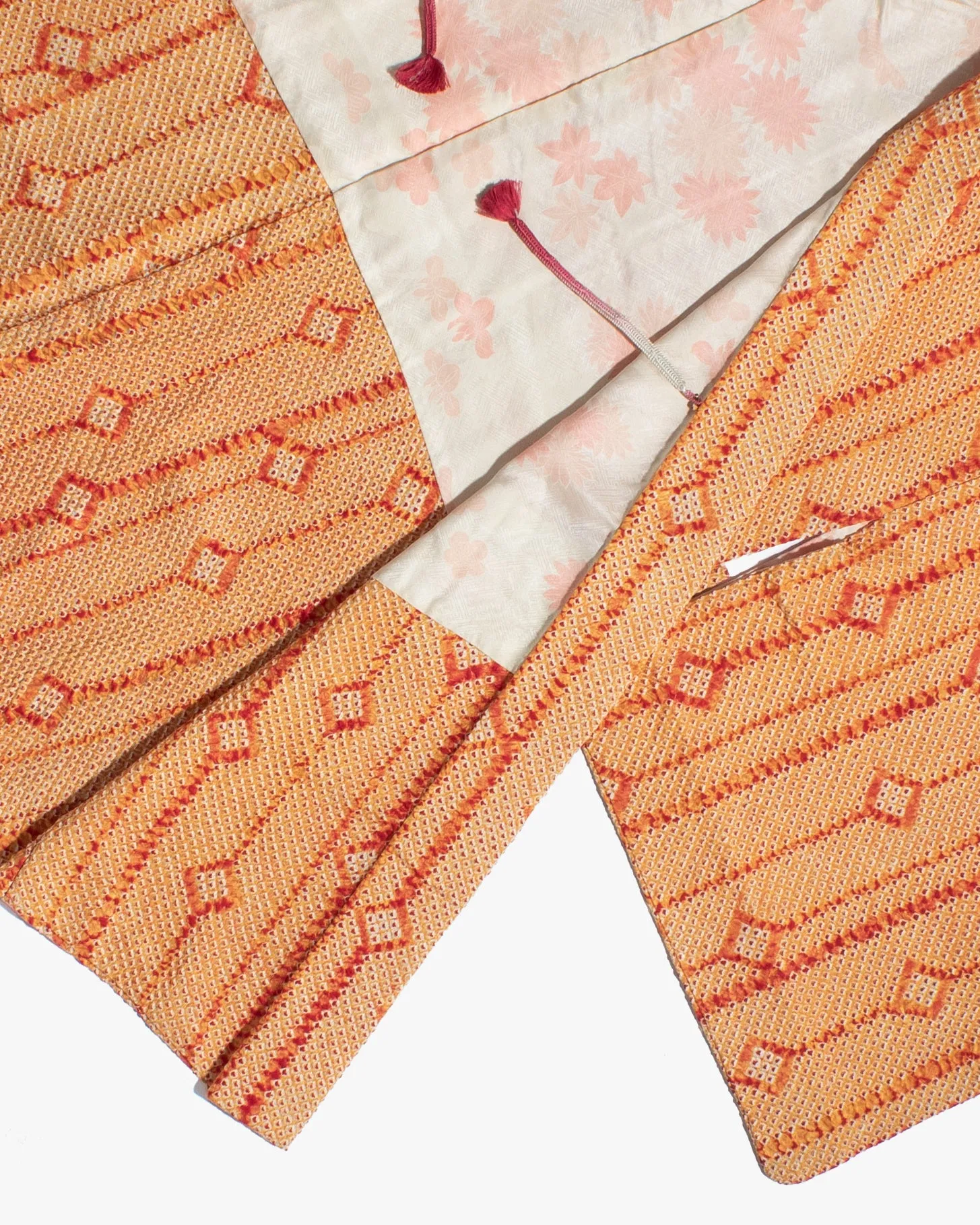 Vintage Haori Jacket, Full Shibori, Orange and Yellow with Pattern sold by Kiriko product image thumbnail 4