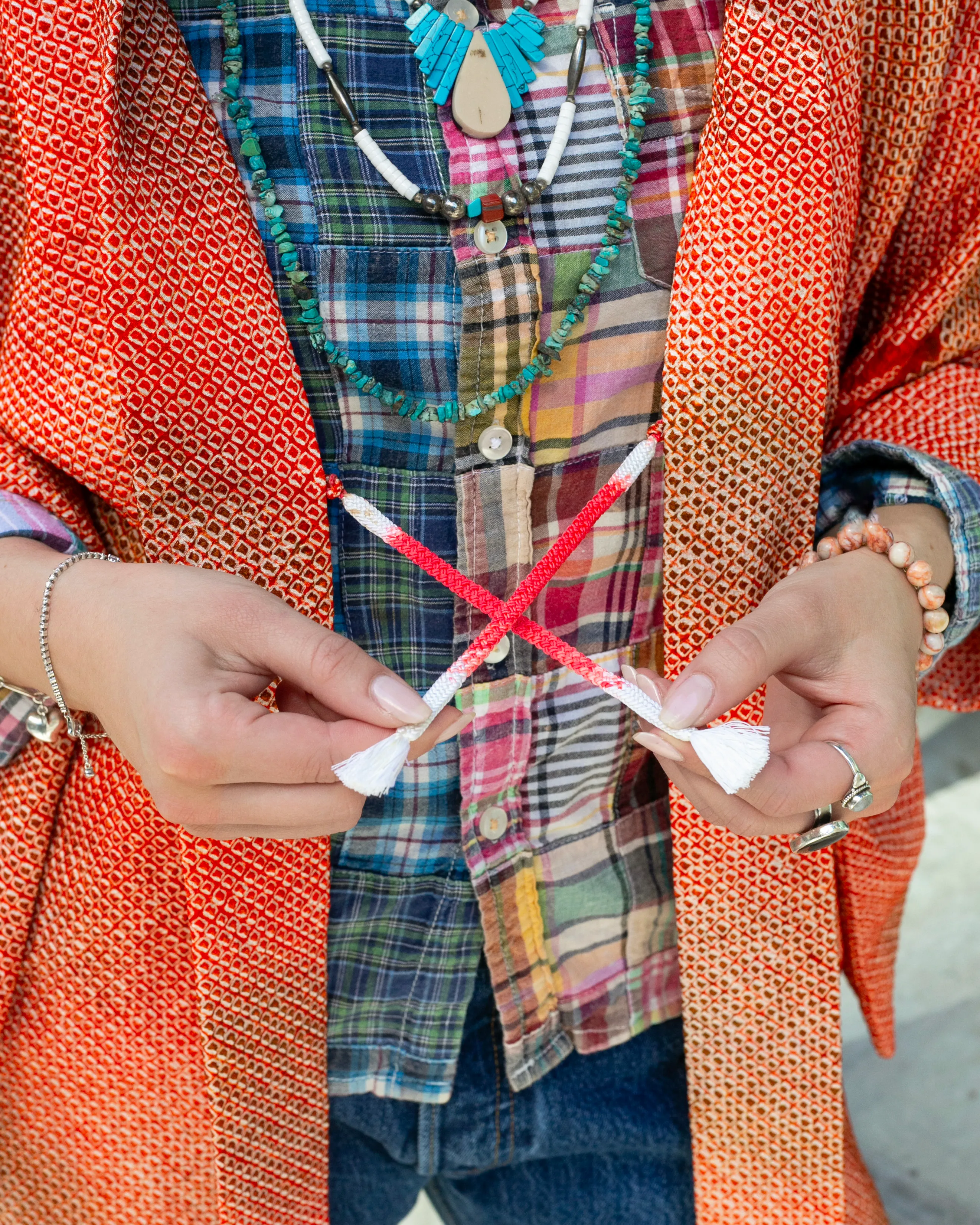 Vintage Haori Jacket, Full Shibori, Orange with Pattern sold by Kiriko product image thumbnail 3