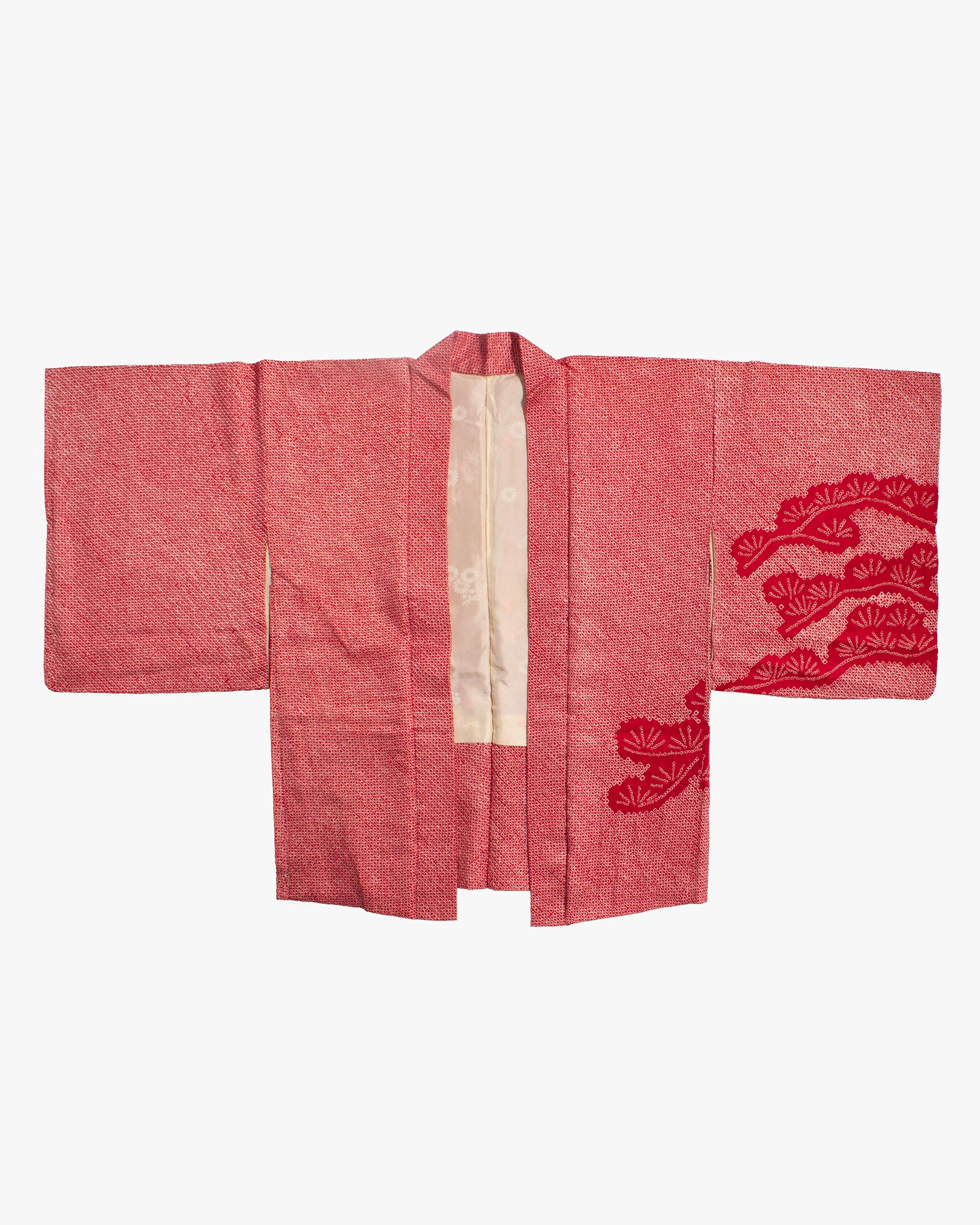 Vintage Haori Jacket, Red with Floral Detail sold by Kiriko